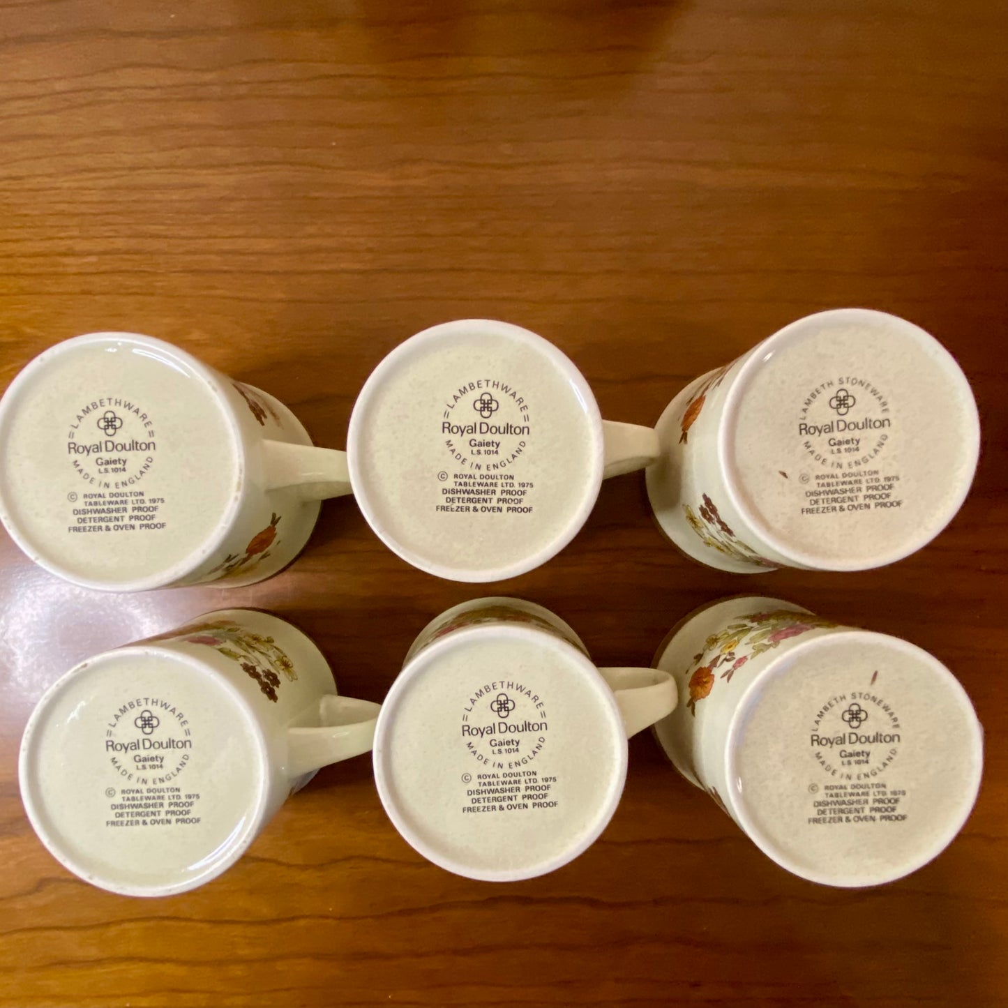 Royal Doulton Gaiety Set 6 Mugs Sugar Bowl Creamer Set