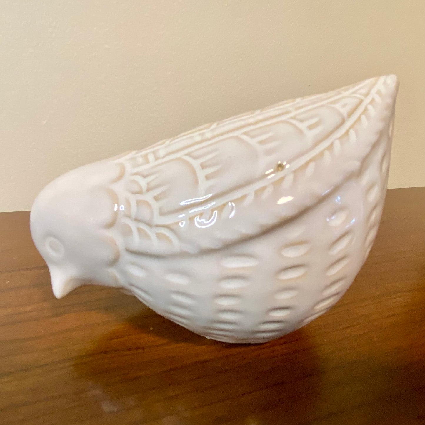 Bird Ornament Set of 2 White Cream
