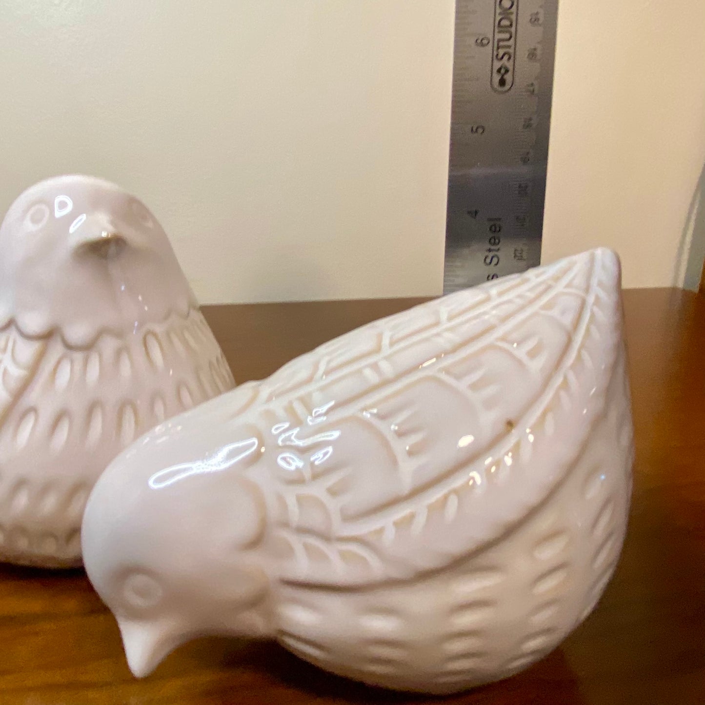 Bird Ornament Set of 2 White Cream