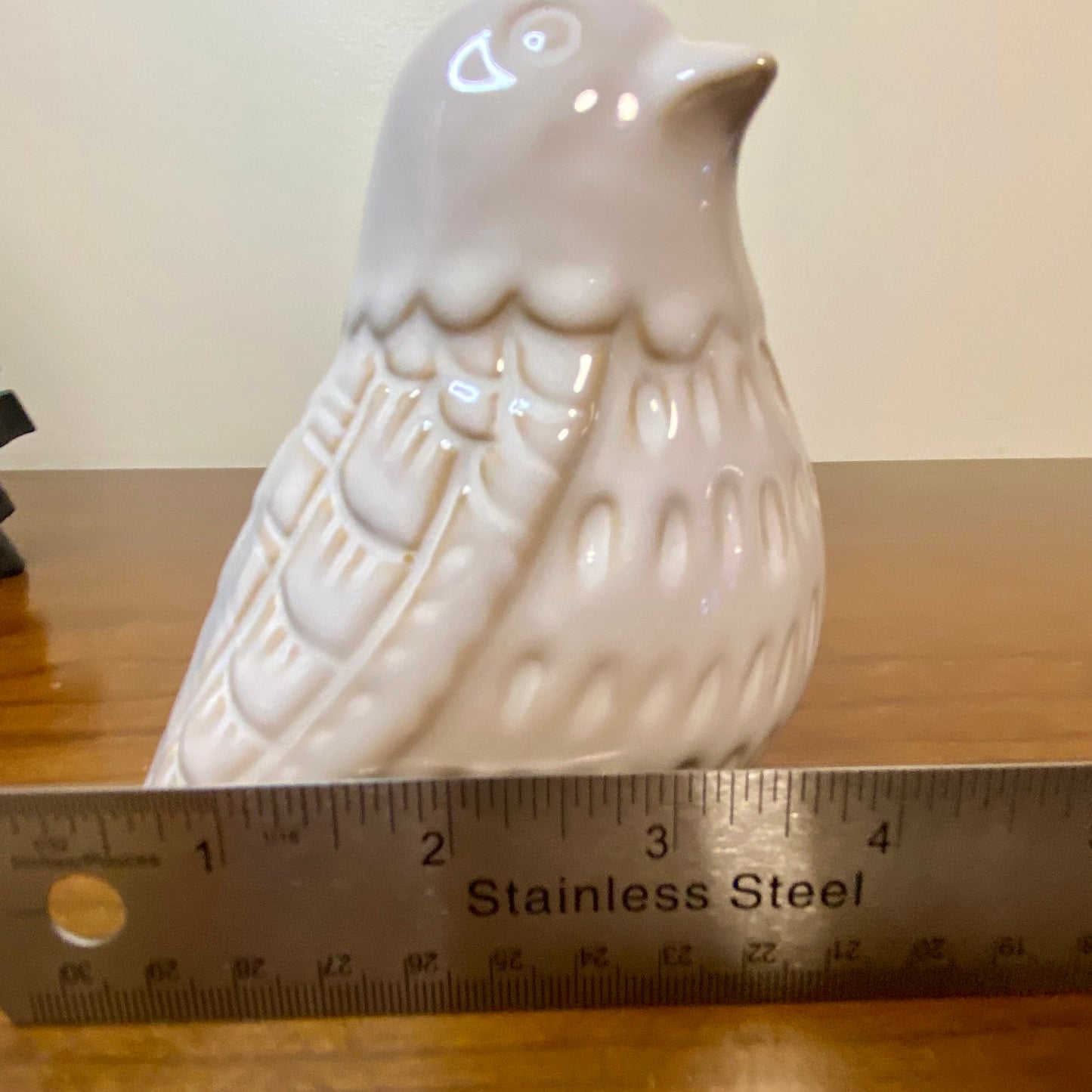 Bird Ornament Set of 2 White Cream