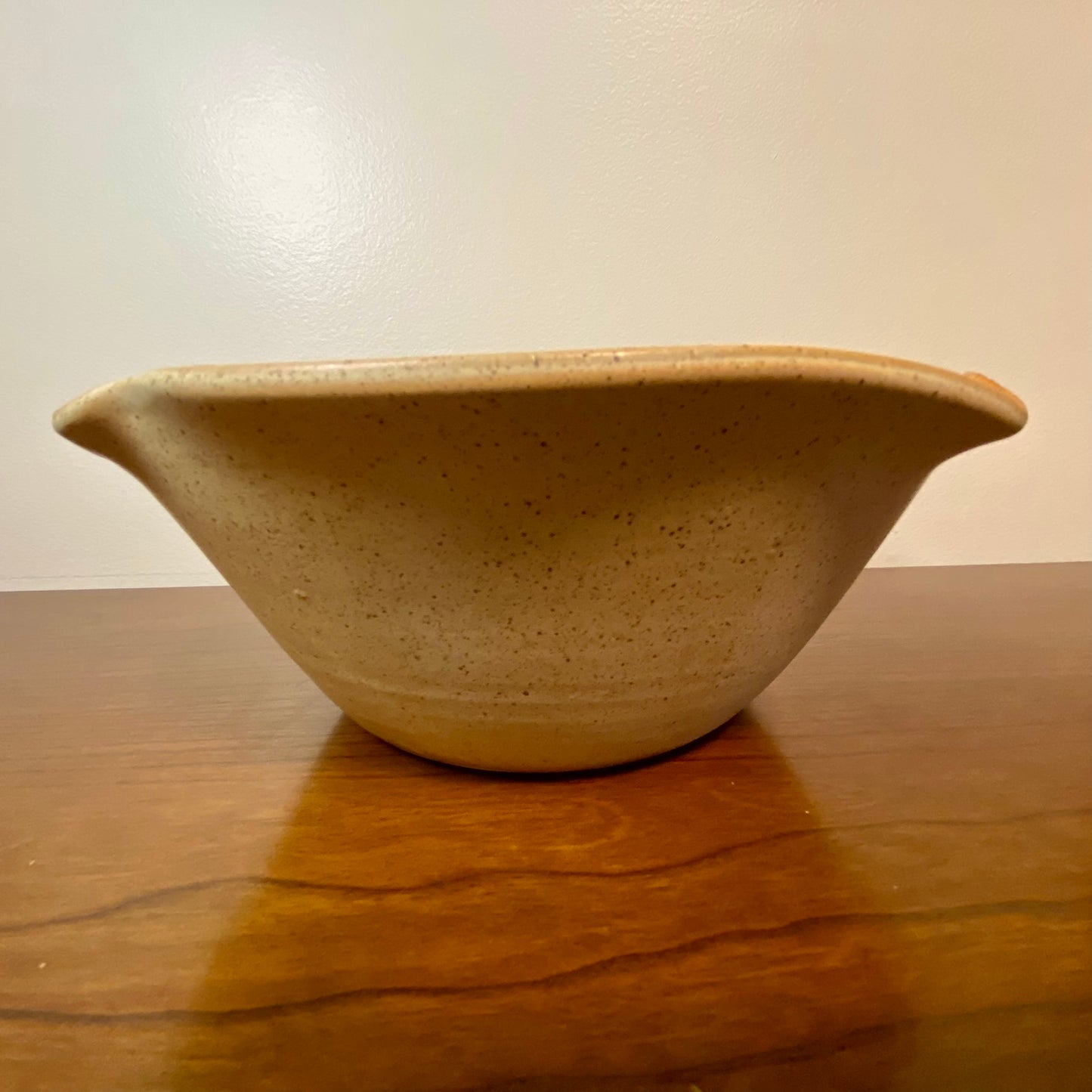 Pottery Bowl Tan Brown Waffle Edge 10"W x 4"H