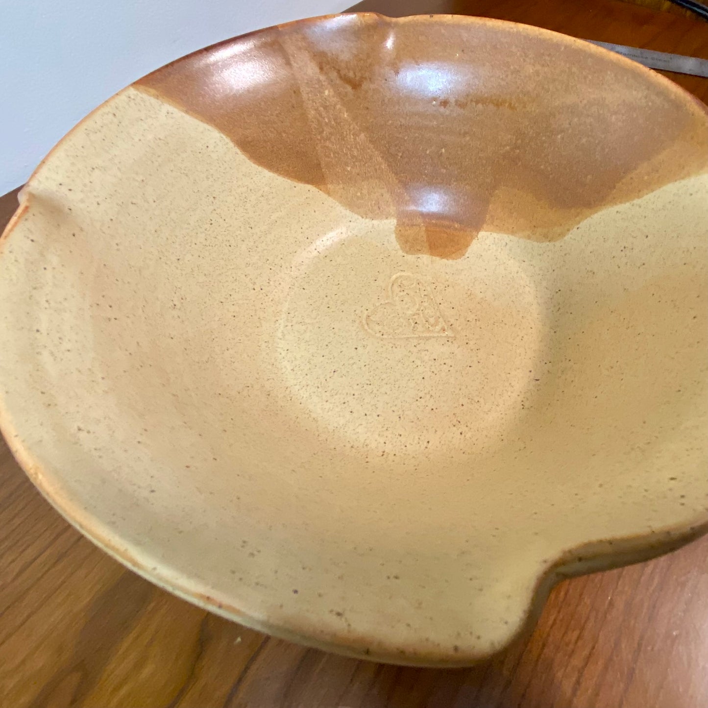 Pottery Bowl Tan Brown Waffle Edge 10"W x 4"H