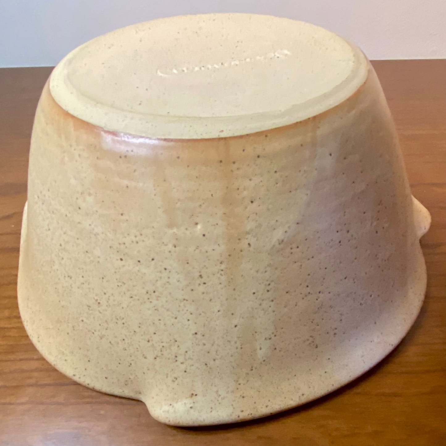 Pottery Bowl Tan Brown Waffle Edge 10"W x 4"H