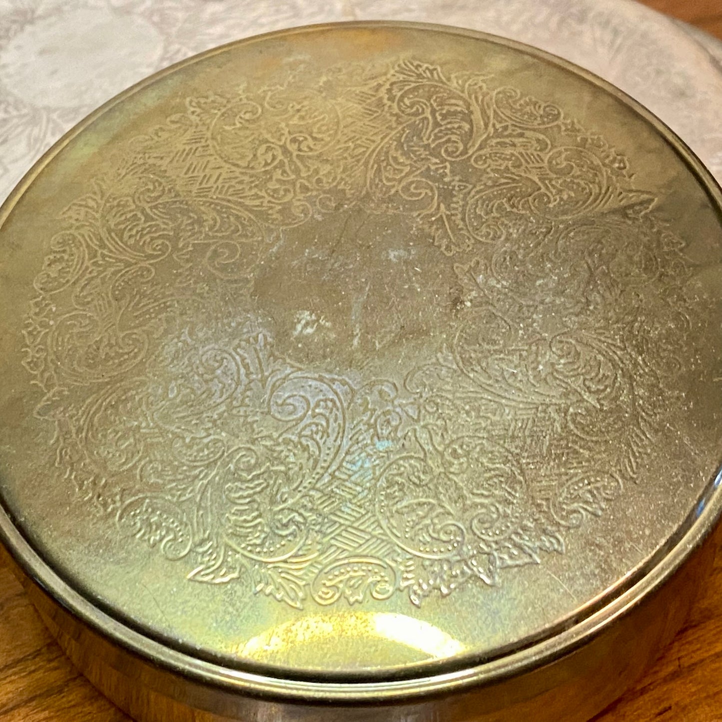 Silver Plated Coaster Set with Container With Patina 7 pieces
