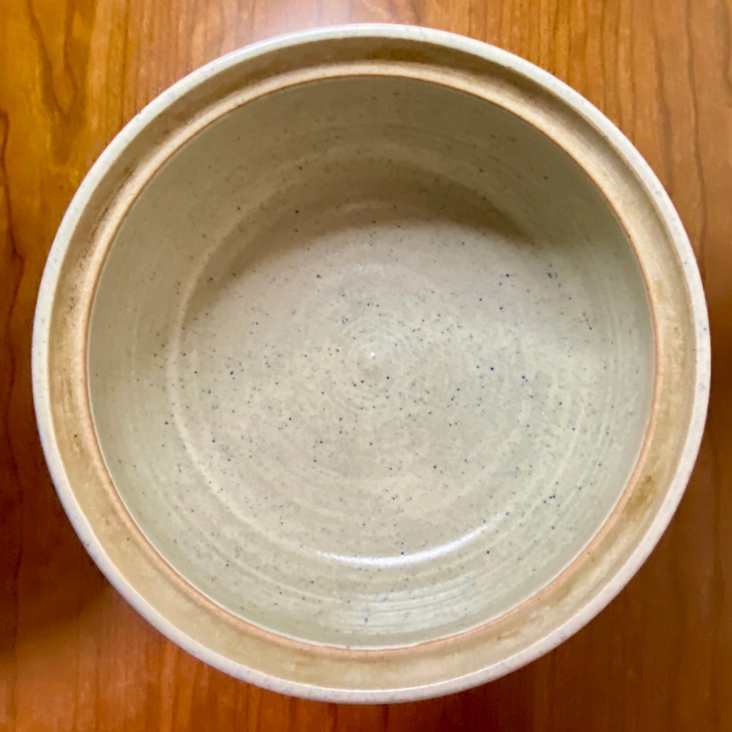 Pottery Crock Bowl Casserole With Lid Blue Sky Birds Print 9.25"W x 4"H