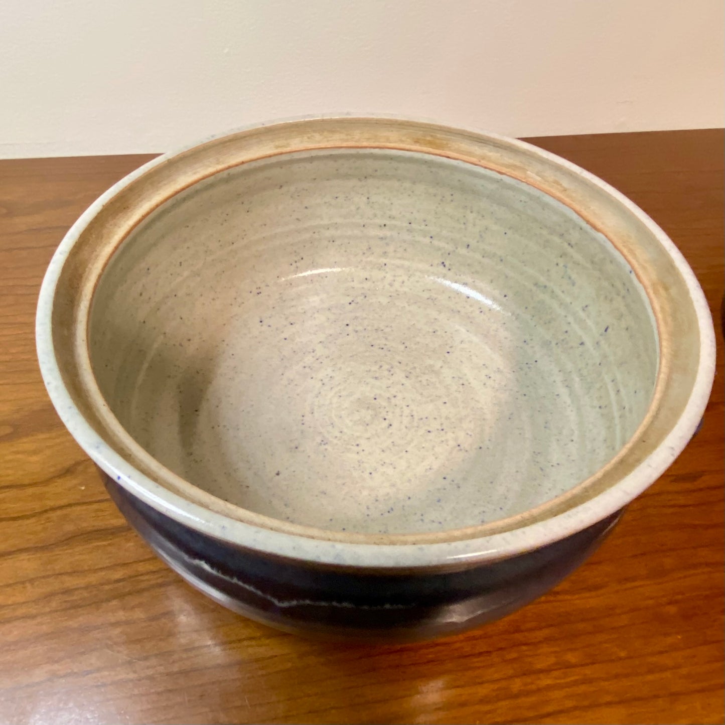 Pottery Crock Bowl Casserole With Lid Blue Sky Birds Print 9.25"W x 4"H