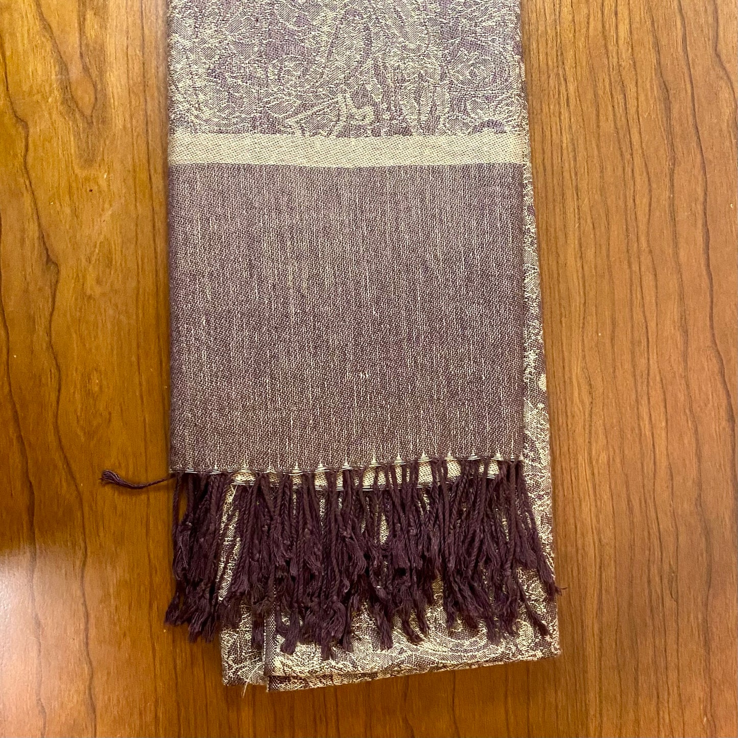 Pashmina Scarf Shawl Cashmere Brown Paisley Print
