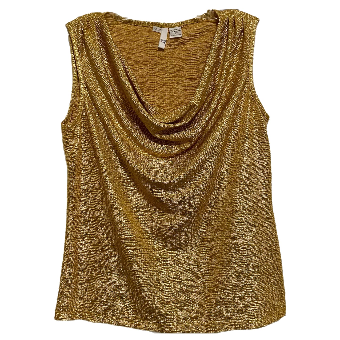 Sami & Jo Women's Sleeveless Cowl Neck Top – Gold, Size Large front flat lay