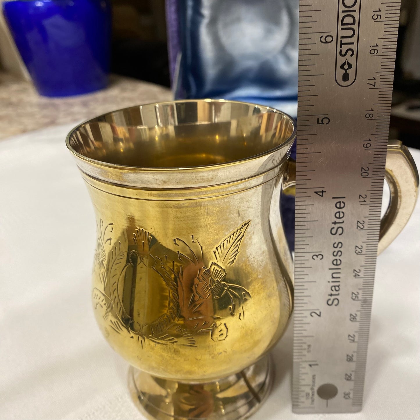 Vintage EPNS Electroplated Nickel Silver Mug in Velvet Box
