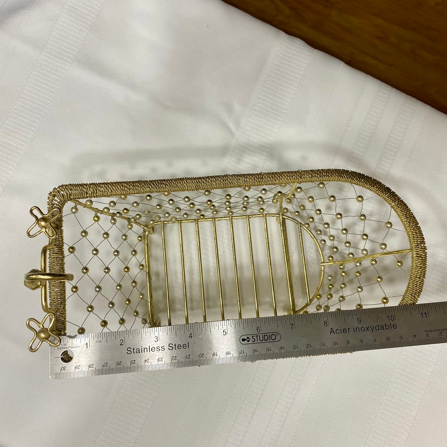 Bathroom Accent Wire Beaded Bathtub Gold Decorative Basket