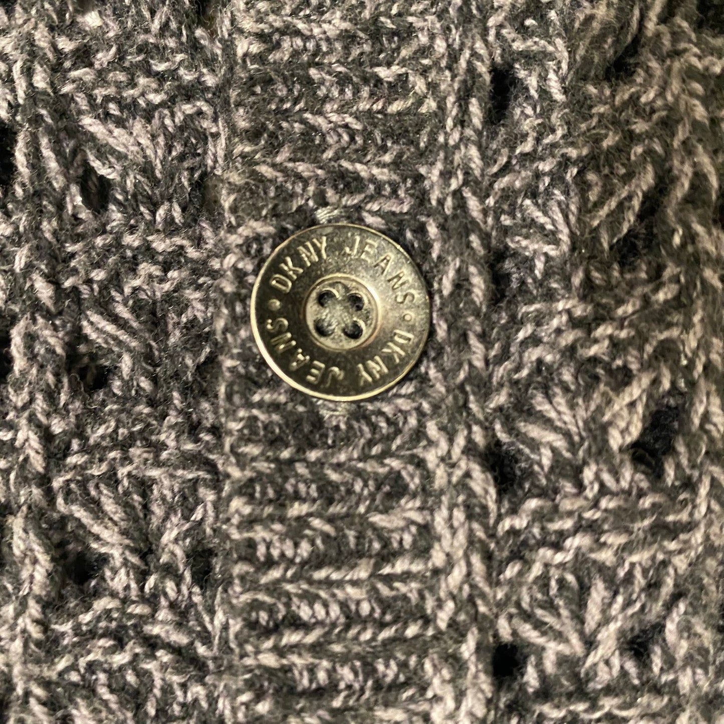 DKNY Women's V-Neck Long Sleeve Cardigan Sweater Grey Size XL