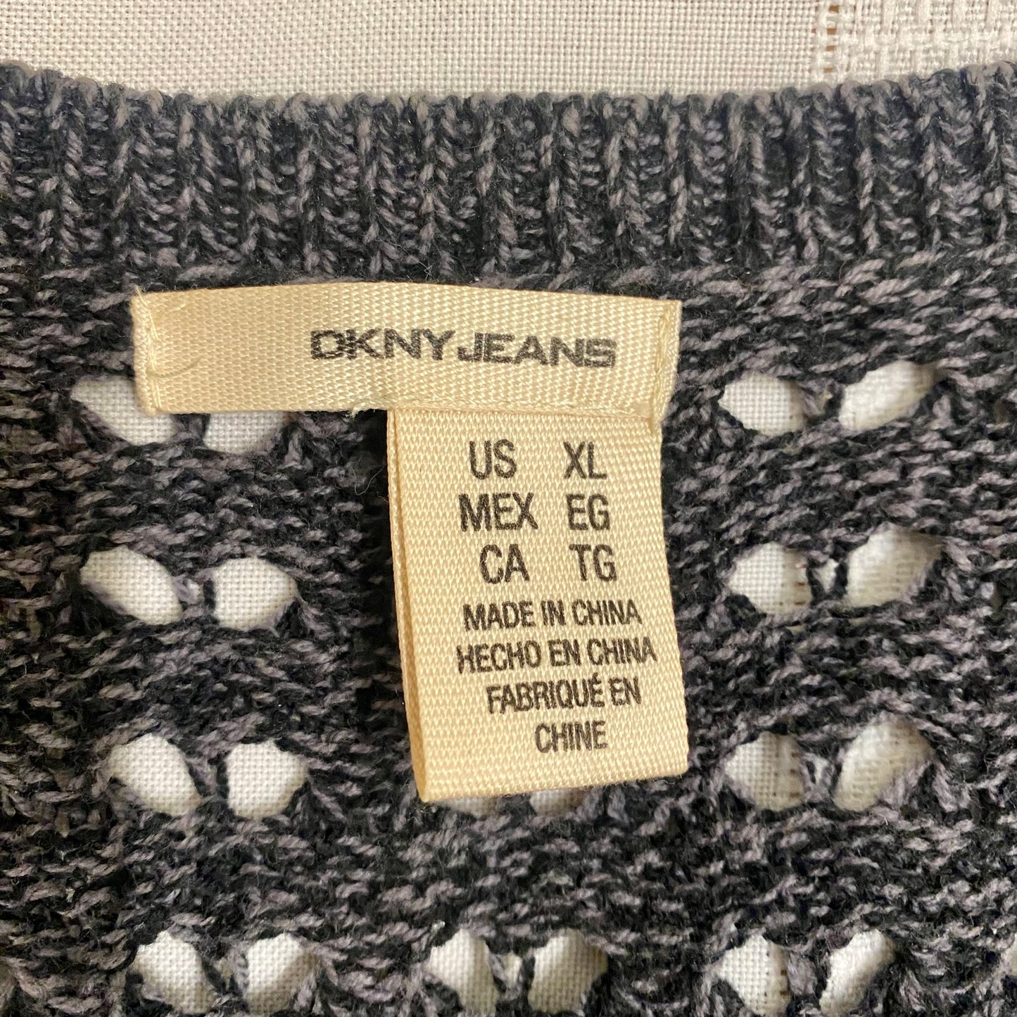 DKNY Women's V-Neck Long Sleeve Cardigan Sweater Grey Size XL