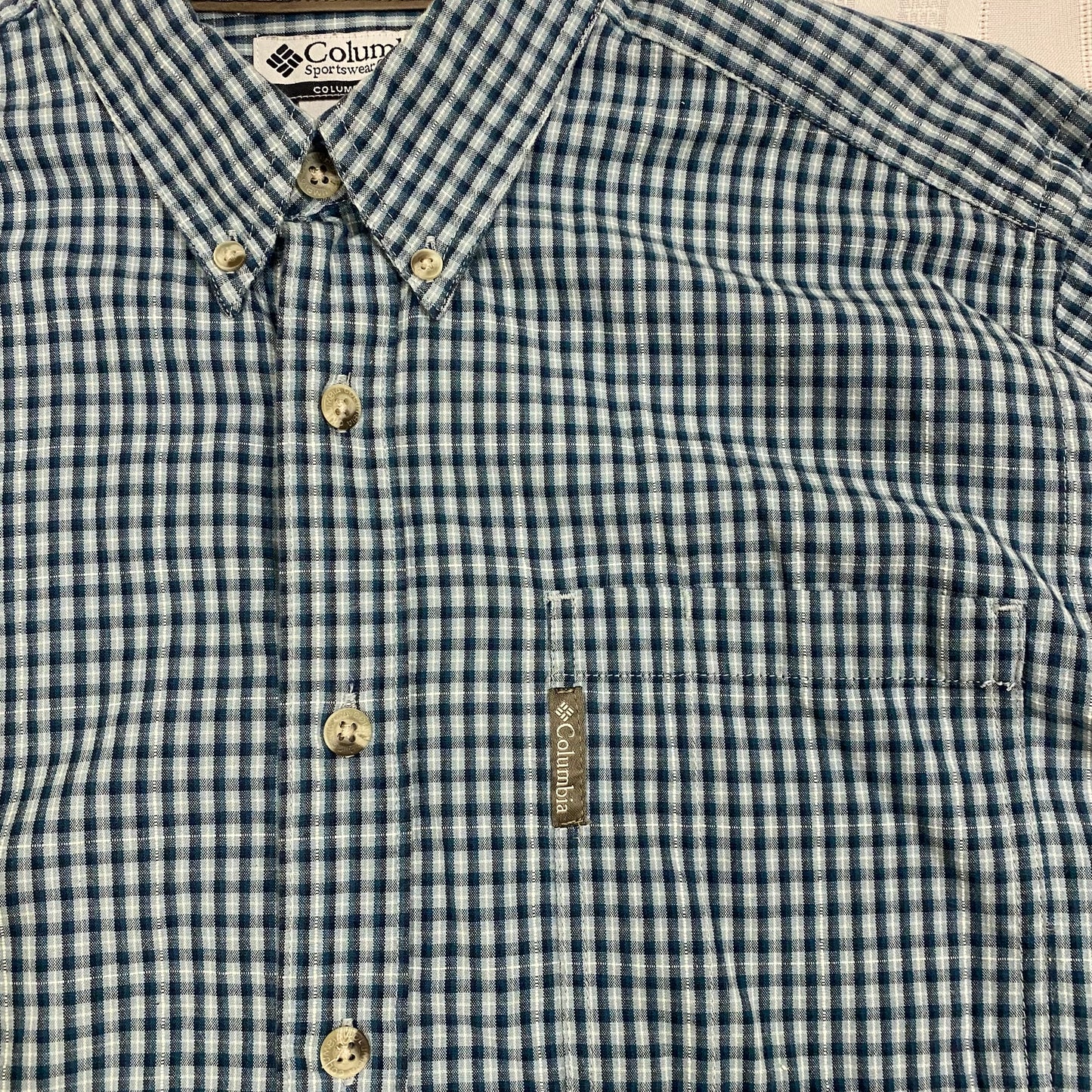 Columbia Men's Long Sleeve Button Down Shirt Blue Plaid Size Med