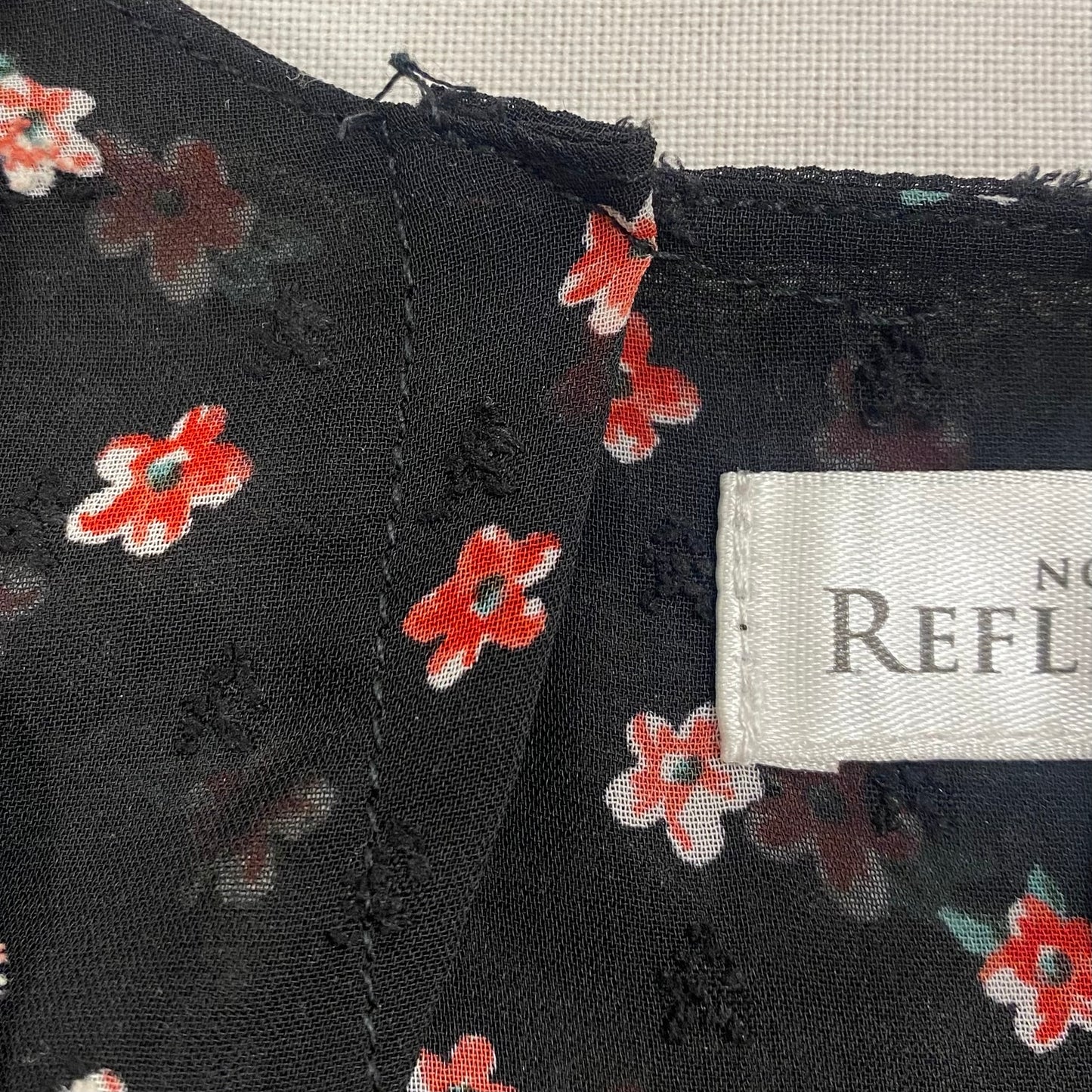 3/4 Sleeve Floral Blouse – Black Pattern, Size Large (Northern Reflections)