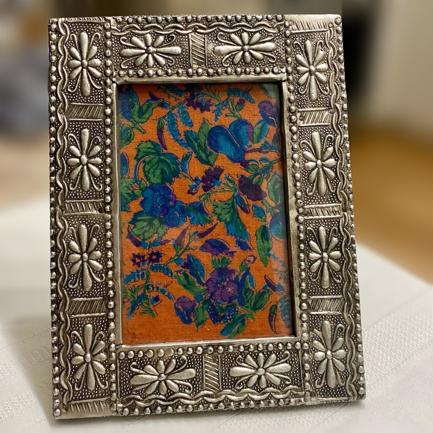 April Cornell Photo Frame Decorative Silver Floral Finish