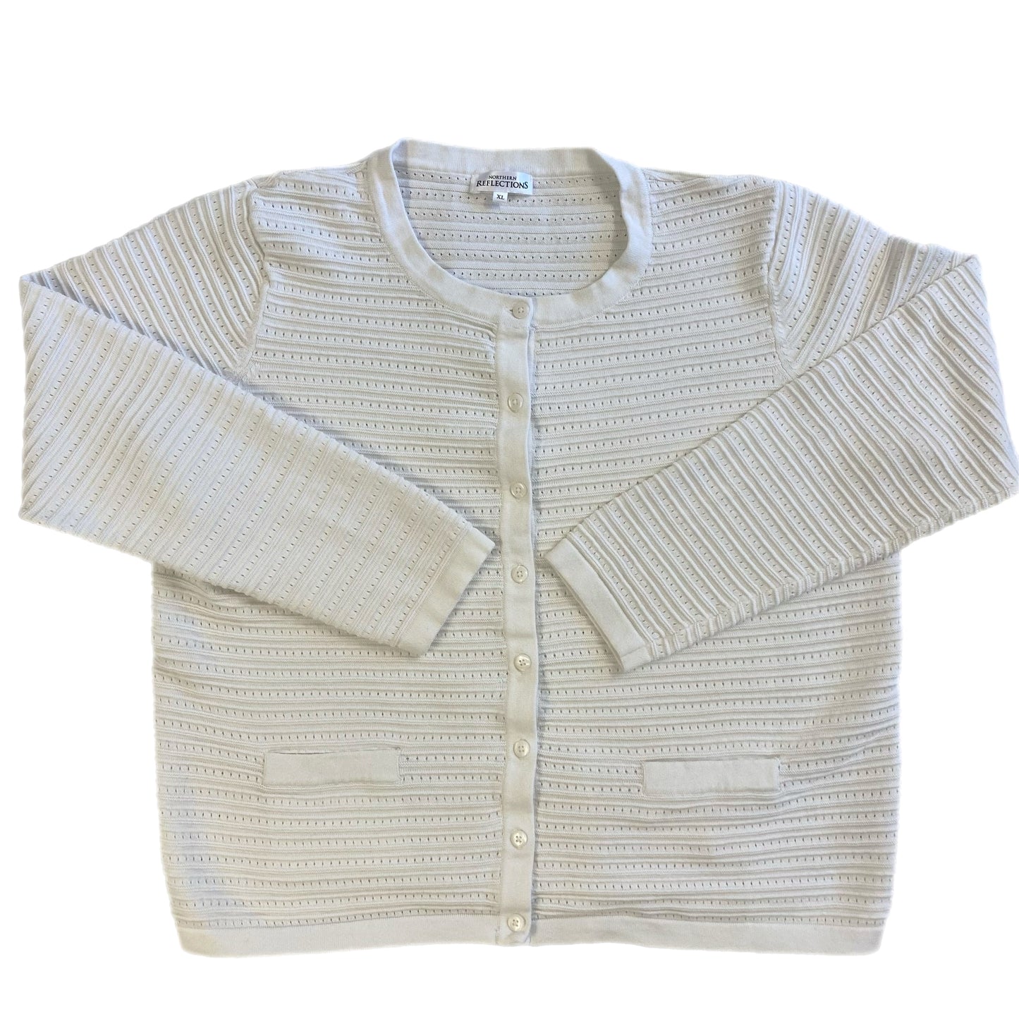Northern Reflections Women's Cardigan Sweater White Size XL