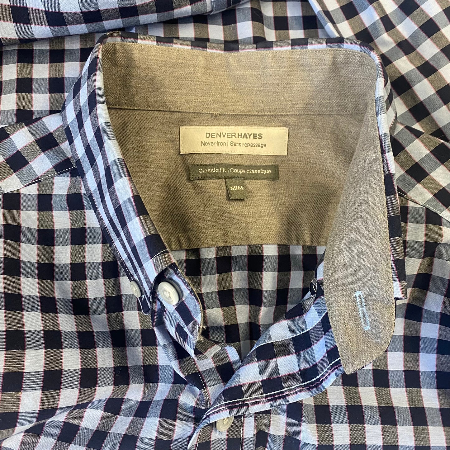 Denver Hayes Men's Long Sleeve Button Down Shirt Blue Plaid Size Med