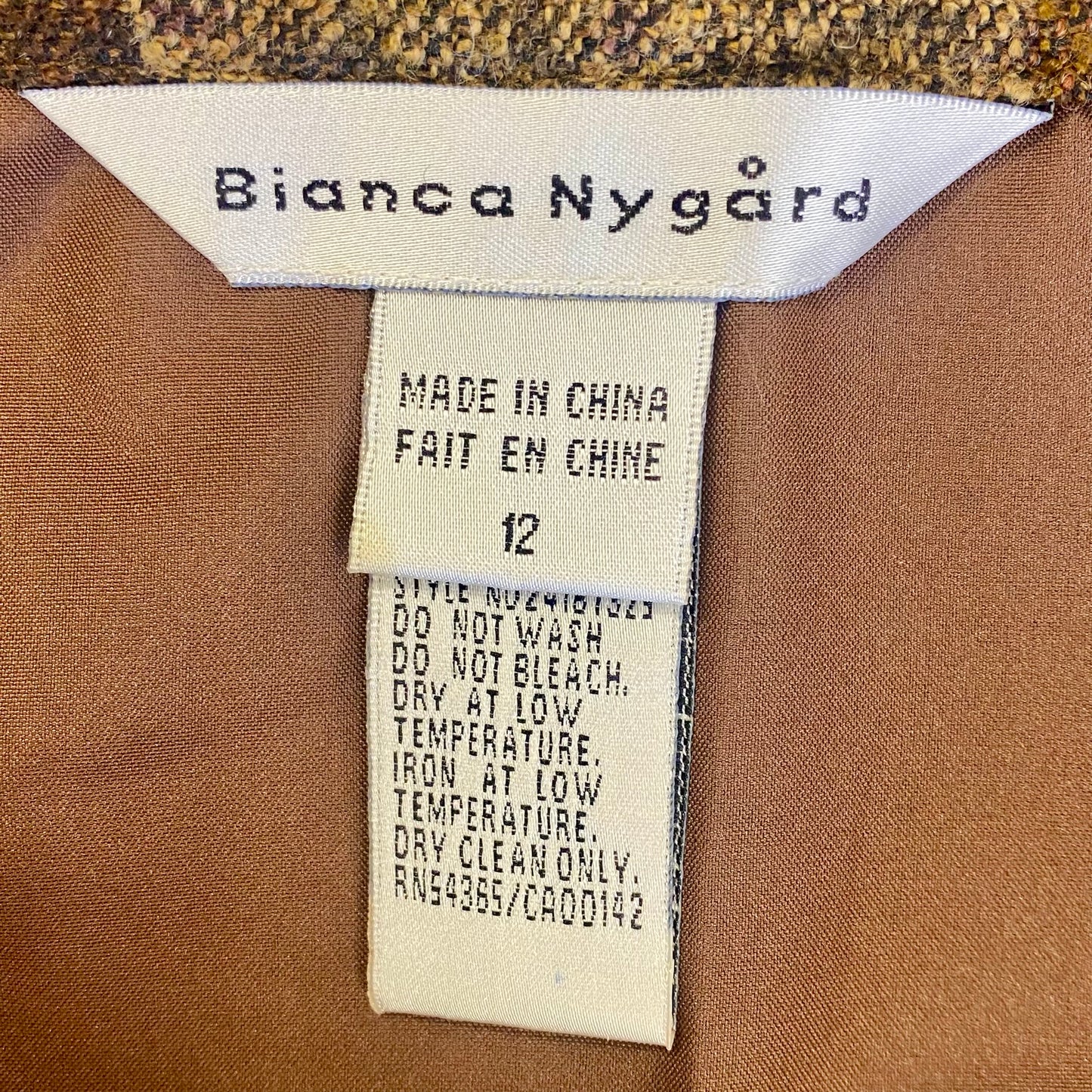 Bianca Nygard Women's Wool Blend Long Skirt Brown Plaid Size 12