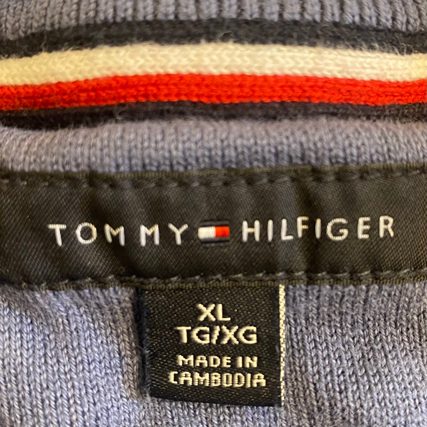 Tommy Hilfiger Men's Sweater Blue Navy Stripe Size Youth XL/Men's Small