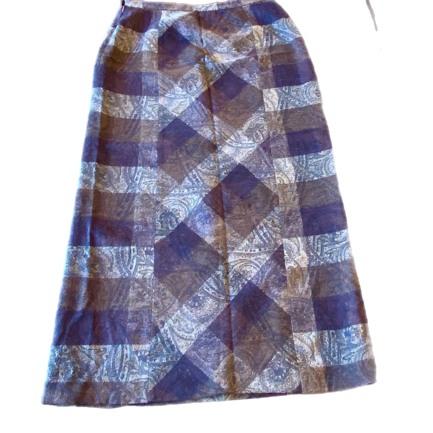Bianca Nygard Women's Wool Blend Long Skirt Brown Plaid Size 12