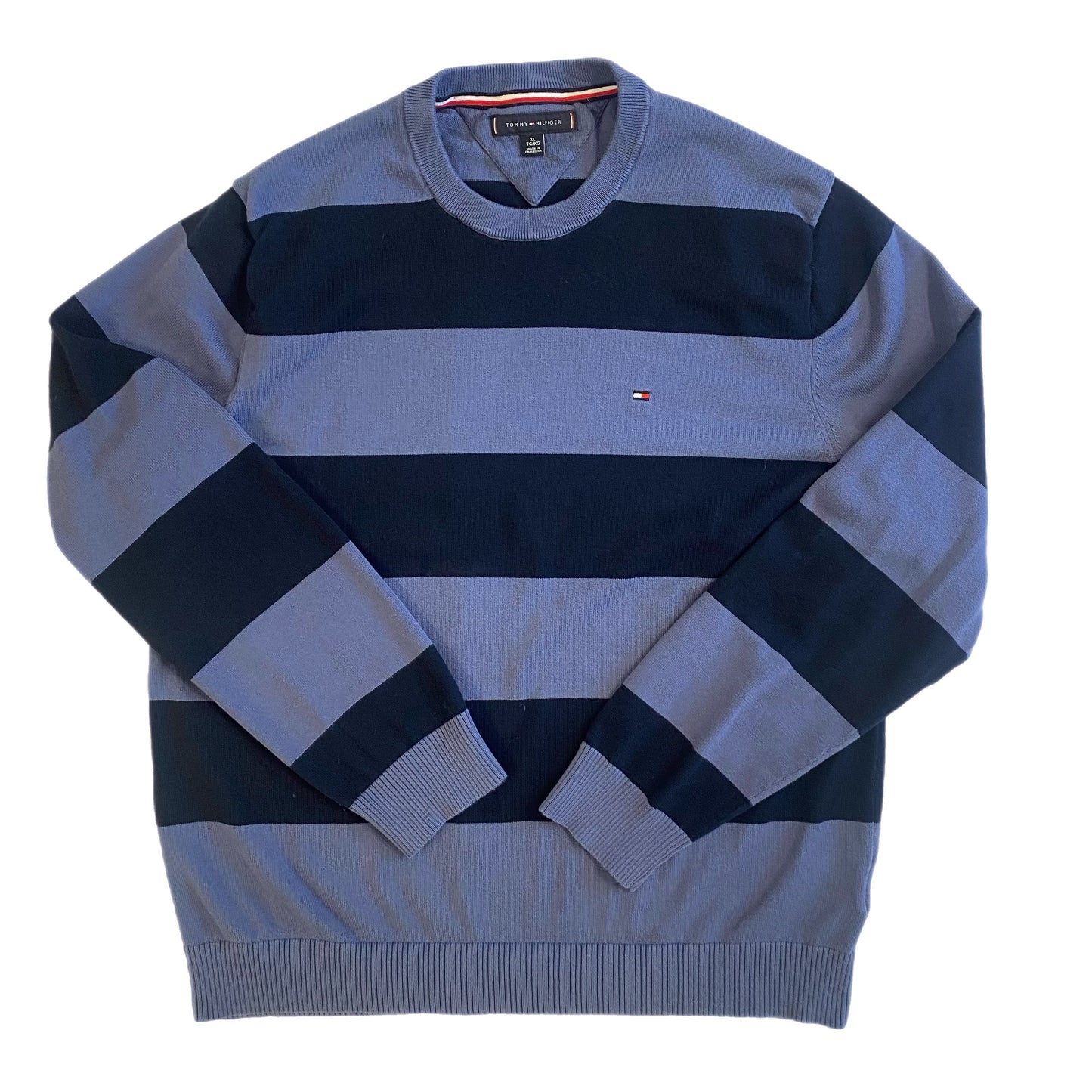 Tommy Hilfiger Men's Sweater Blue Navy Stripe Size Youth XL/Men's Small