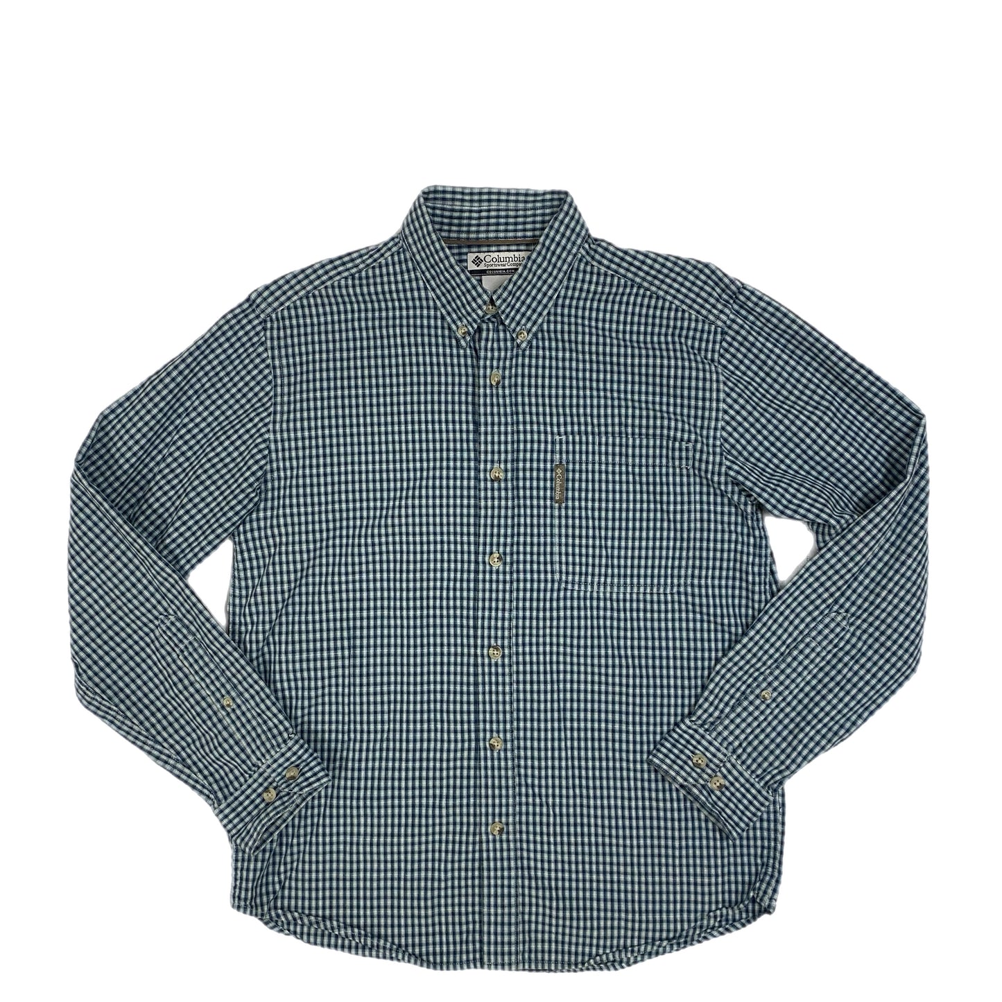 Columbia Men's Long Sleeve Button Down Shirt Blue Plaid Size Med