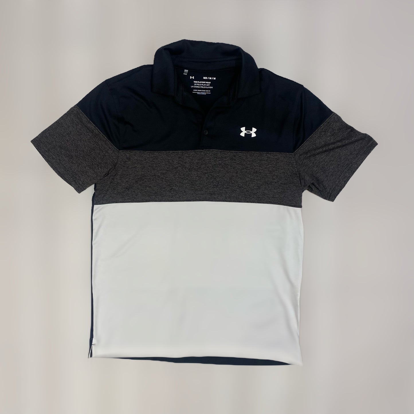 Under Armour Men's Playoff Golf Polo Short Sleeve Black Grey White Size Med