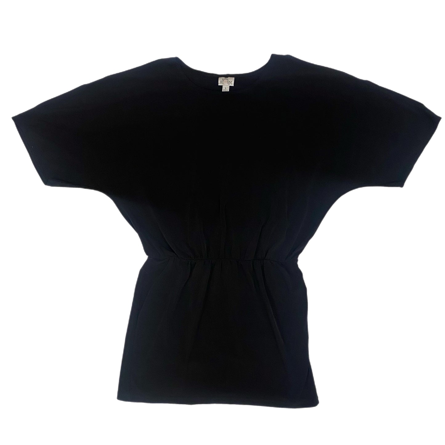 Sweet Storm Women's Raglan Short Sleeve Top with Arm Slits – Black, Size Large front view