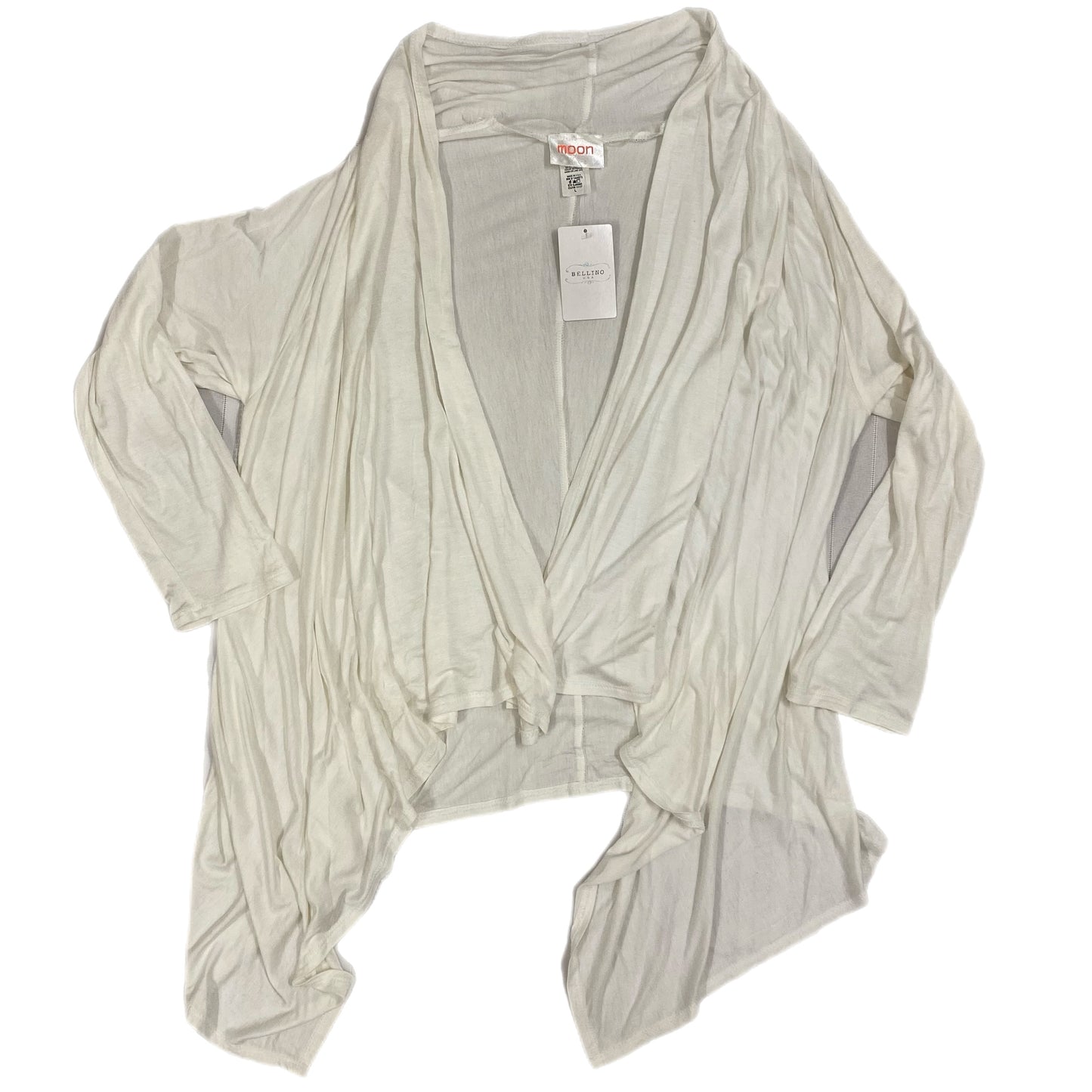 NWT Moon Women's Cotton Cardigan Drape Style White Size Large