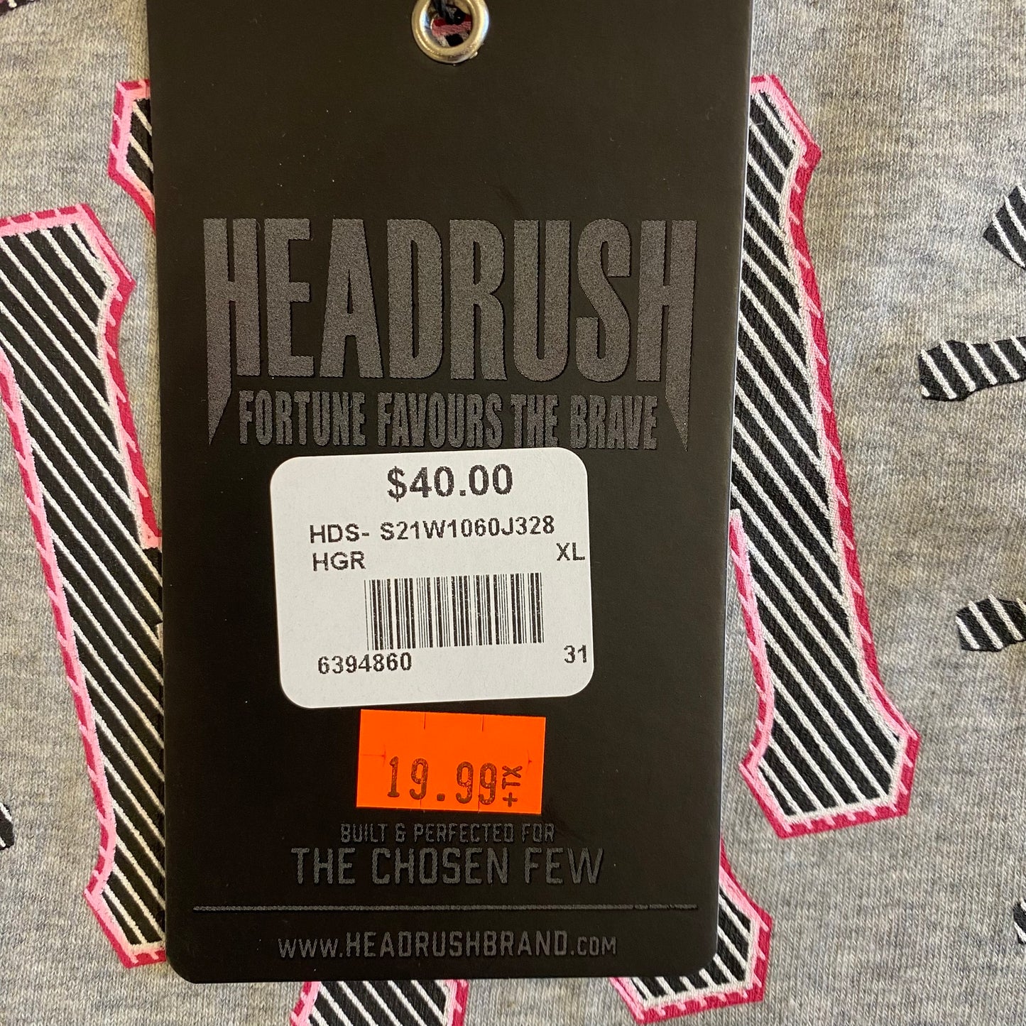 Headrush Women's Sleeveless T-Shirt – Grey & Pink, Size XL showing original tag prices