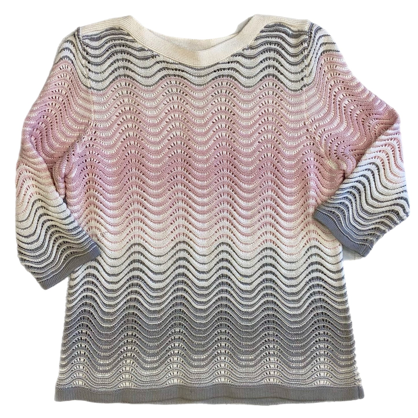 Tan Jay Women's 3/4 Sleeve Sweater Pink Grey Size Large