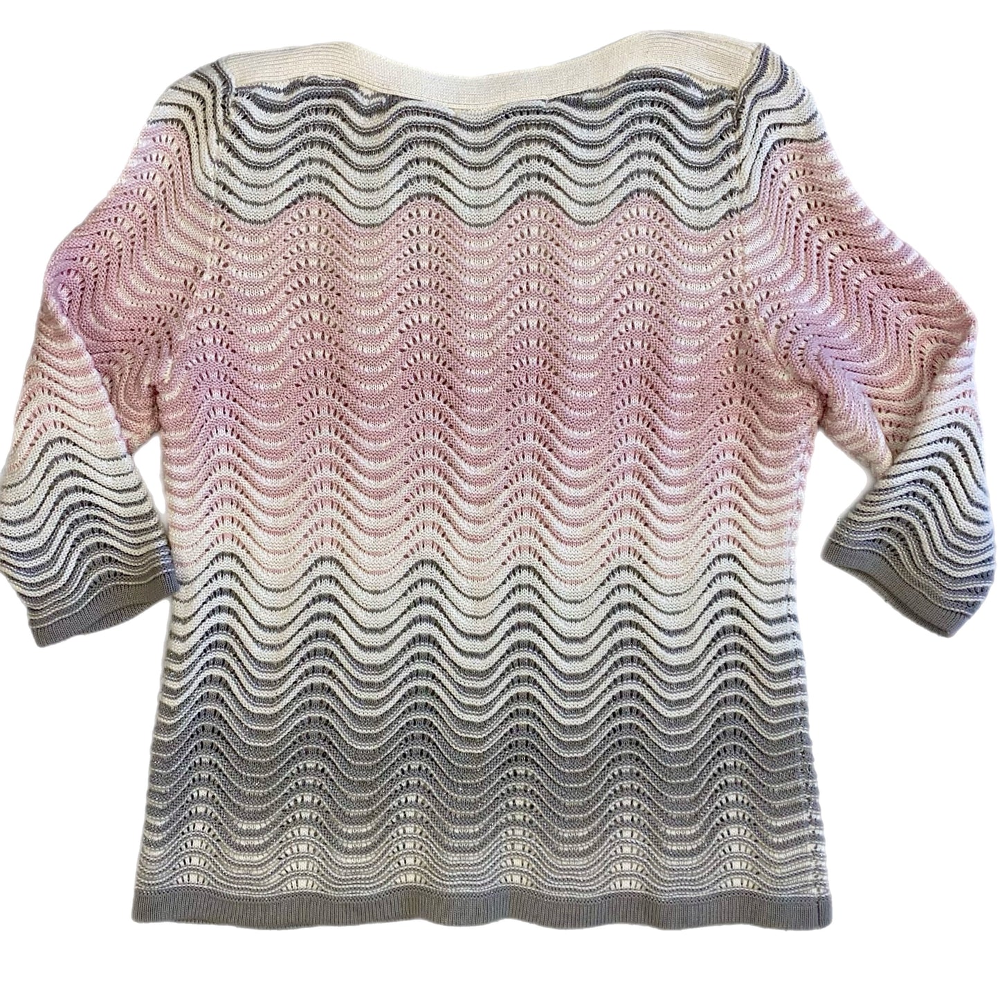 Tan Jay Women's 3/4 Sleeve Sweater Pink Grey Size Large