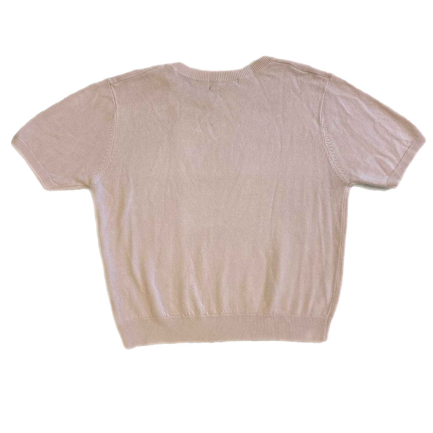 KM Design Women's Short Sleeve Sweater in Soft Pink Size XL