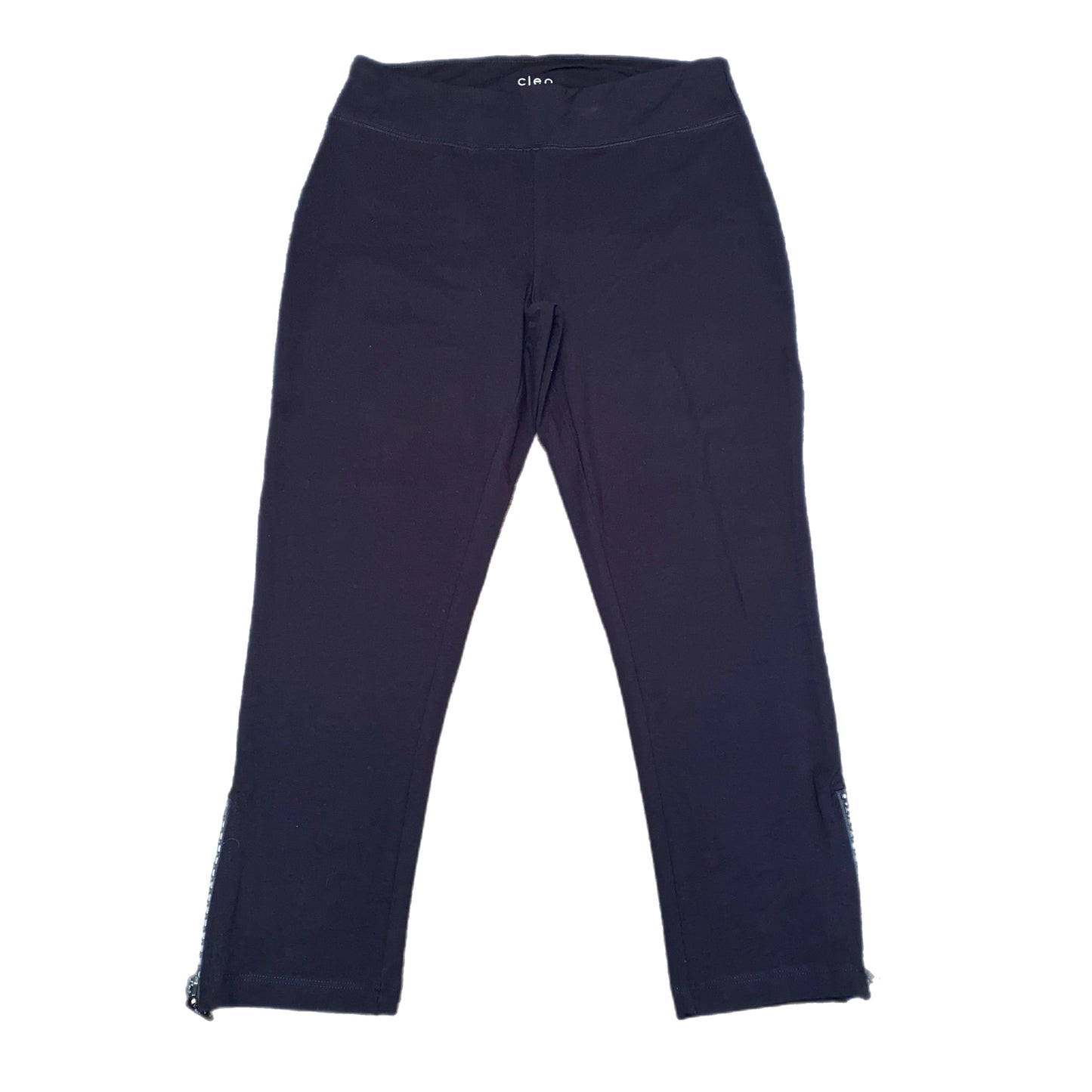 Cleo Women's Capri Legging with Sequin Zippers Navy Size Small