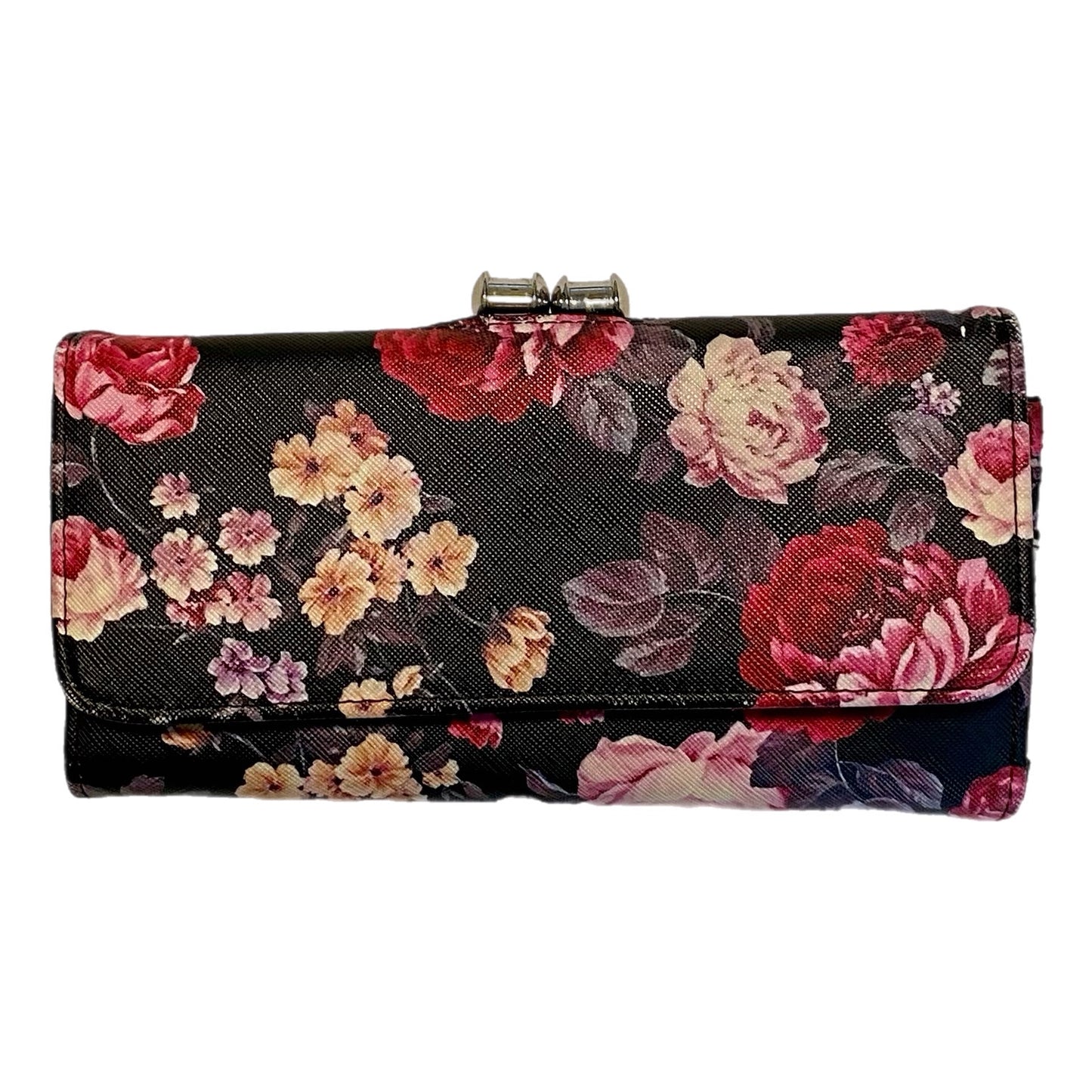 Women's Black Pink Floral Wallet