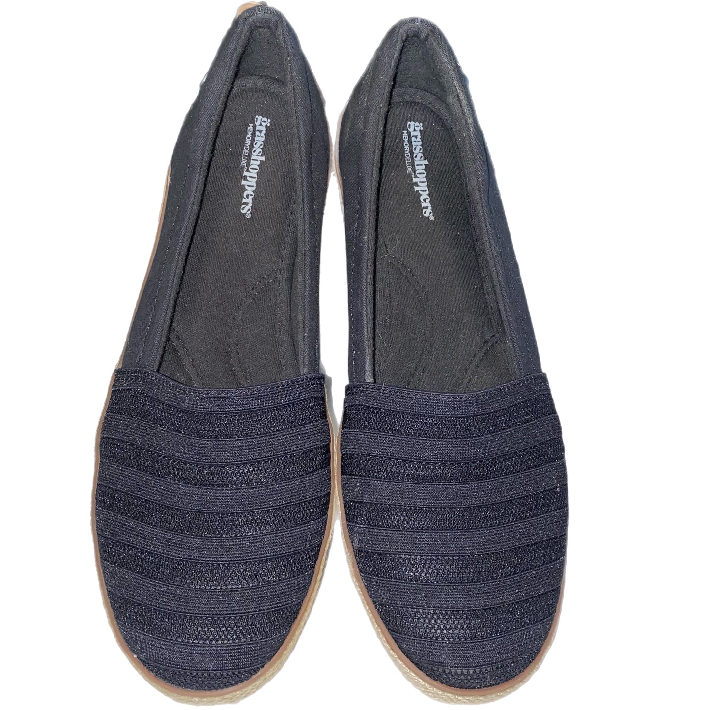 Grasshoppers Memory Deluxe Wedge Slip-On Black Tan Size 9.5