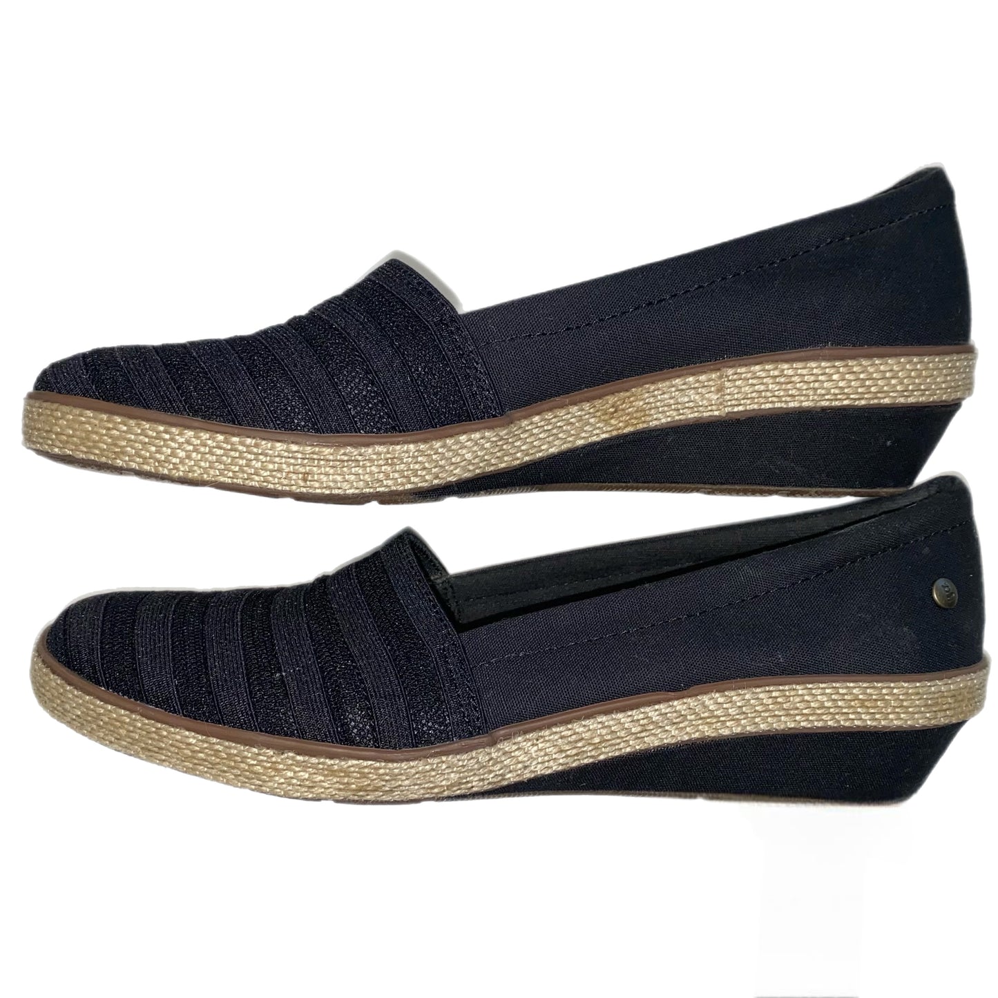 Grasshoppers Memory Deluxe Wedge Slip-On Black Tan Size 9.5