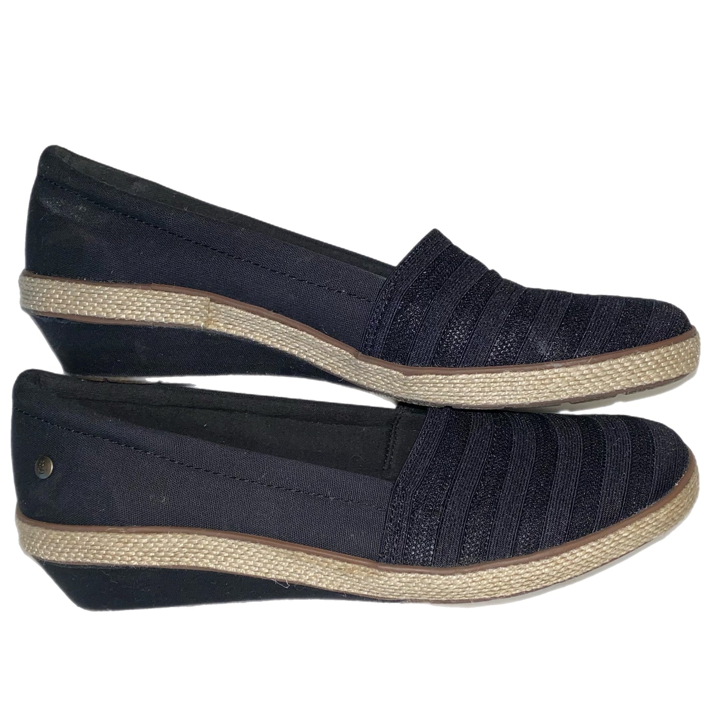 Grasshoppers Memory Deluxe Wedge Slip-On Black Tan Size 9.5