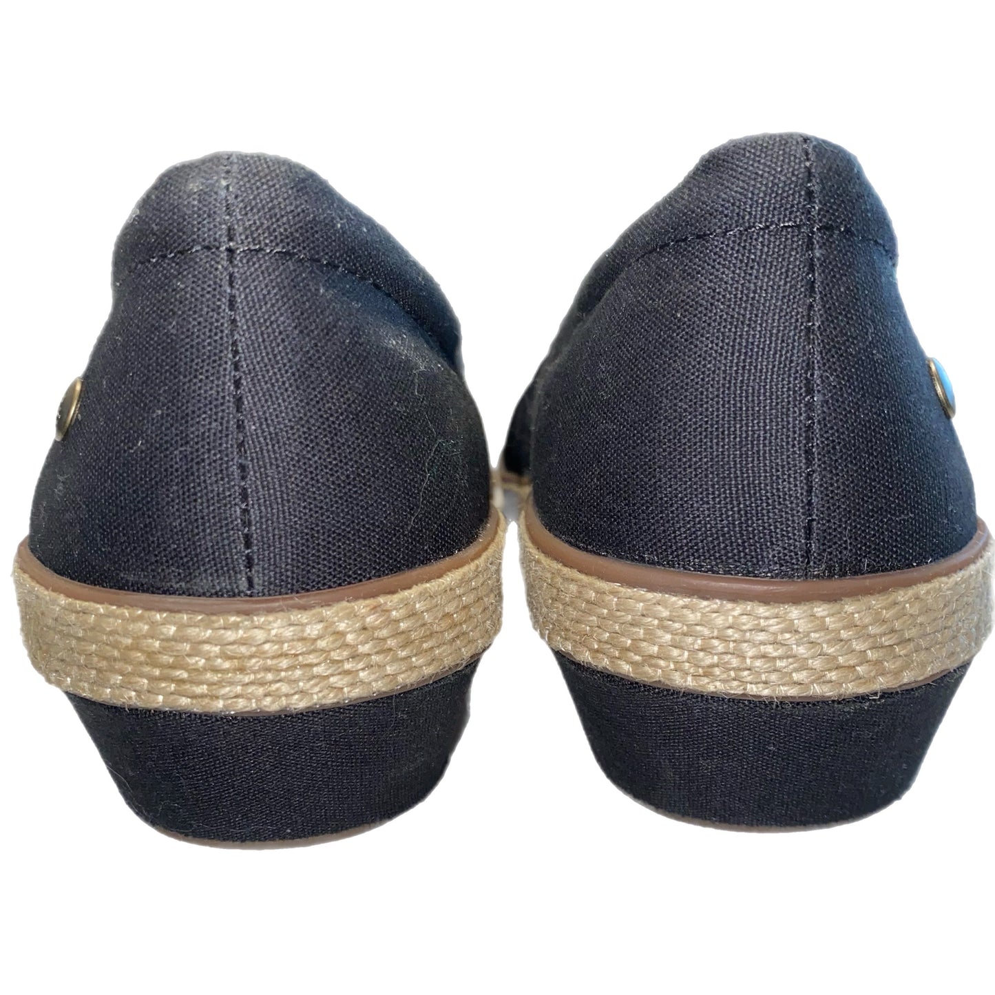 Grasshoppers Memory Deluxe Wedge Slip-On Black Tan Size 9.5