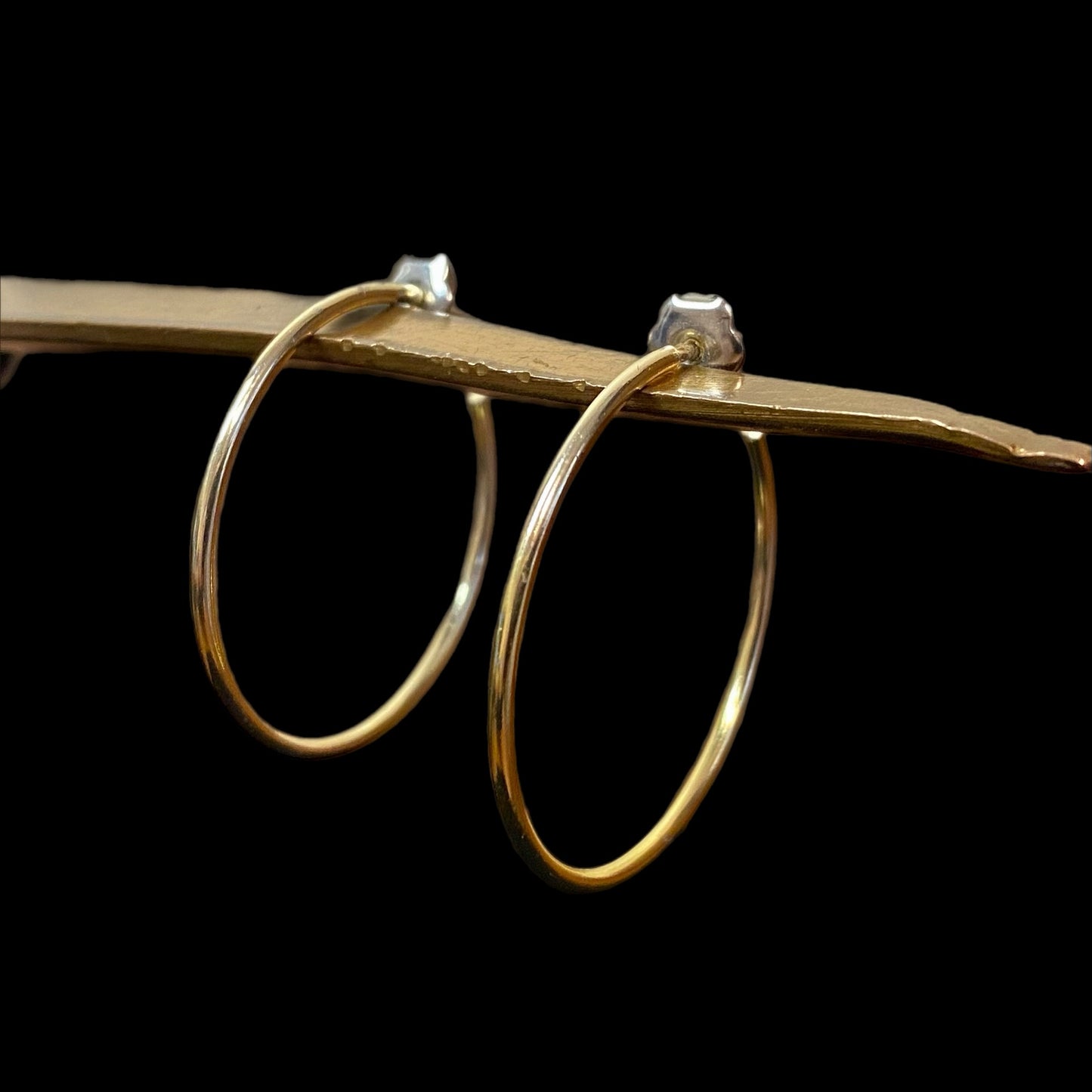 Women's Gold Hoop Fashion Earrings with Push Back Closure