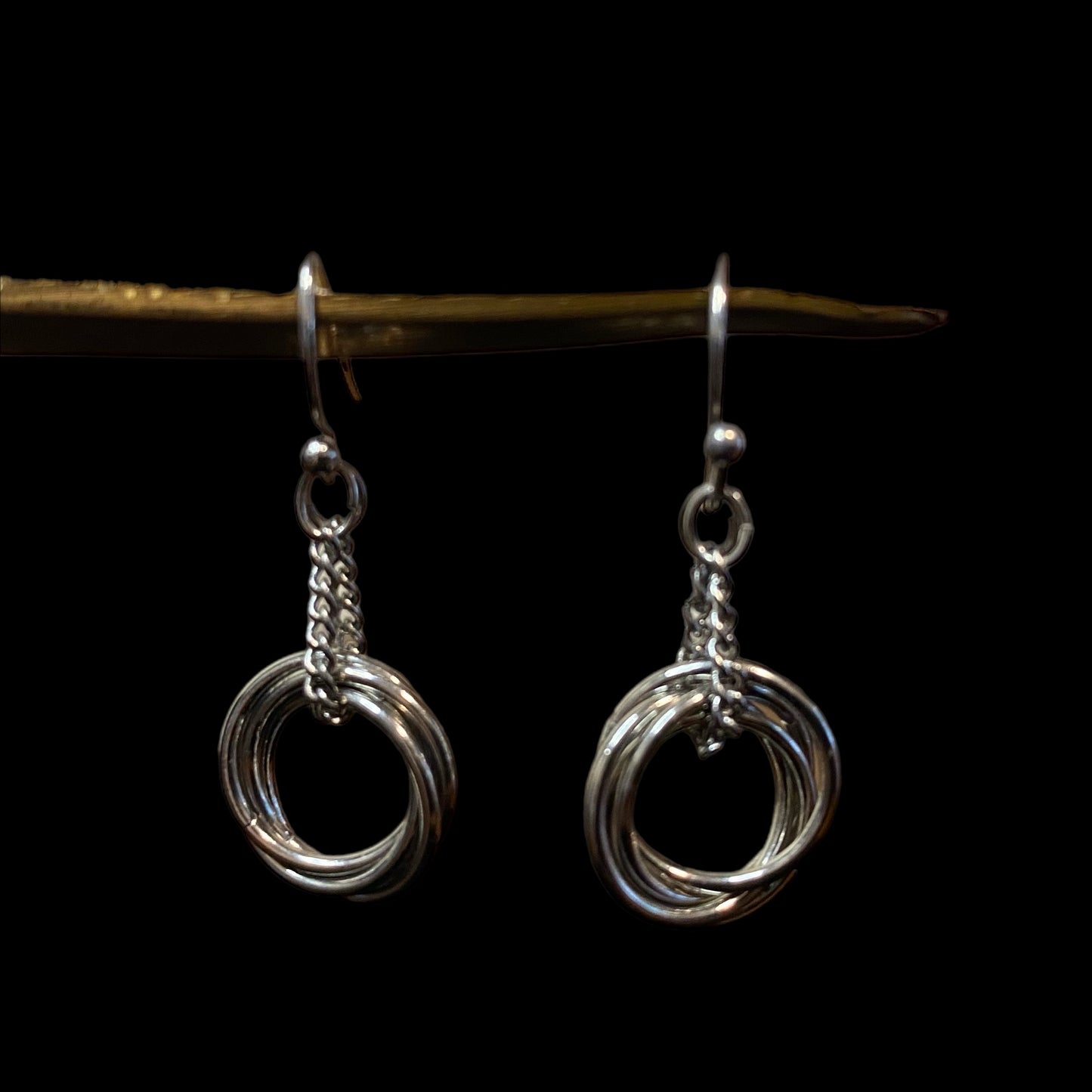 Women's Silver Hoop Dangle Fashion Earring With Fish Hook