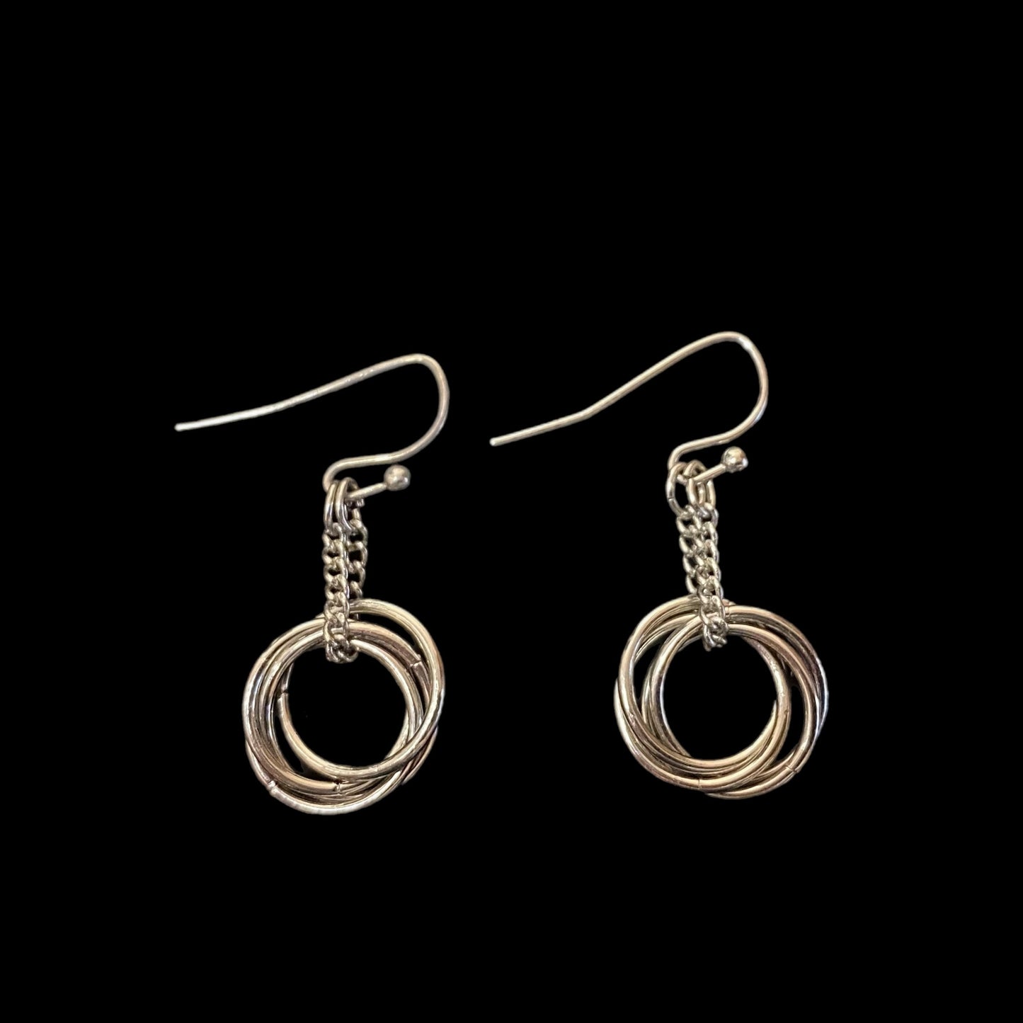 Women's Silver Hoop Dangle Fashion Earring With Fish Hook