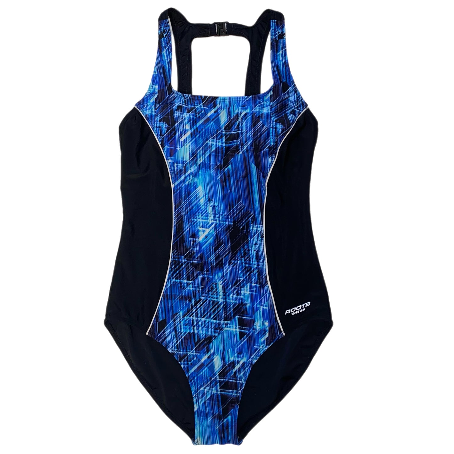 Roots Women's 1 Piece Swimsuit Black and Blue Size 10