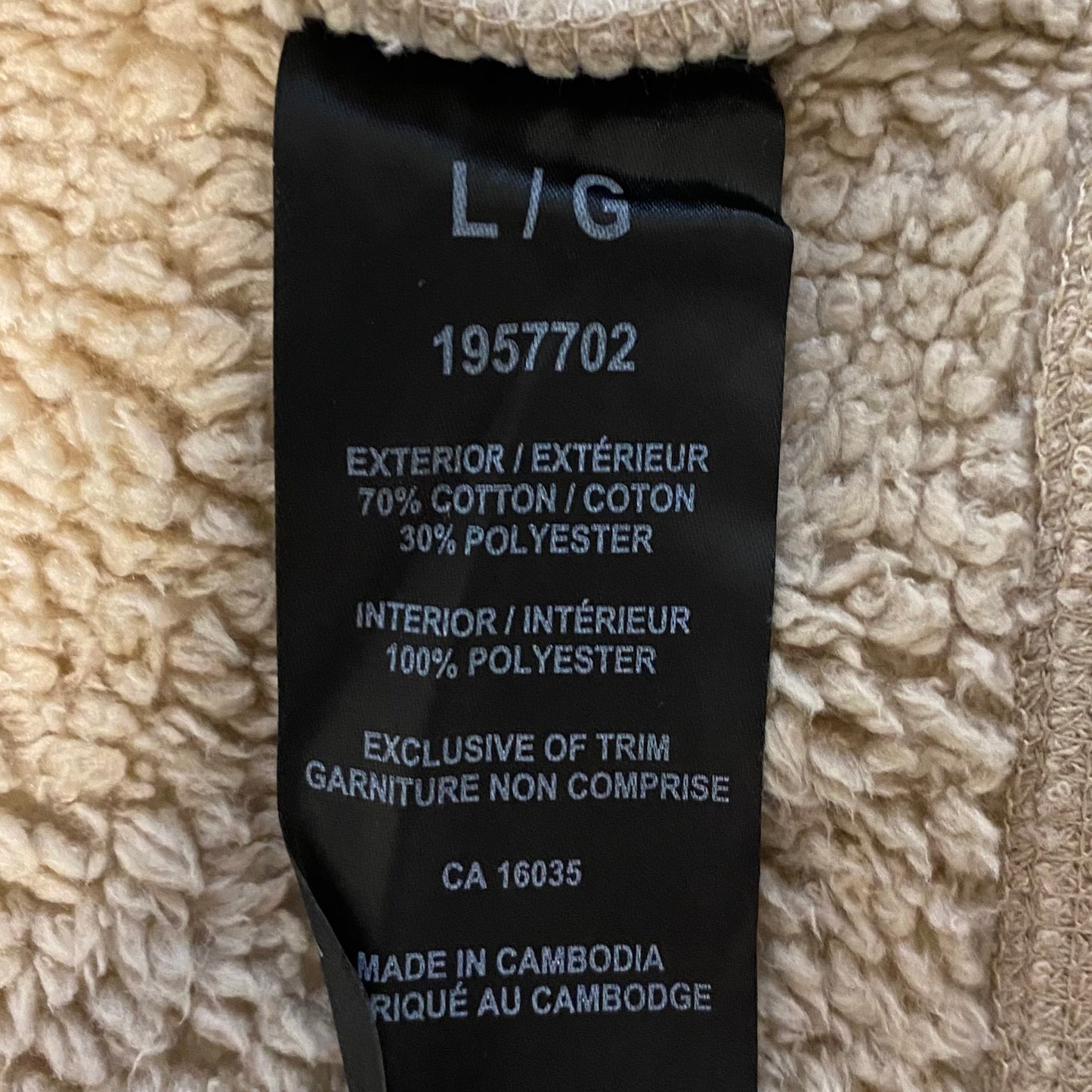 Sierra Designs Women's Fleece Lined Long Sleeve Hoodie Sweater Jacket Tan Size Large