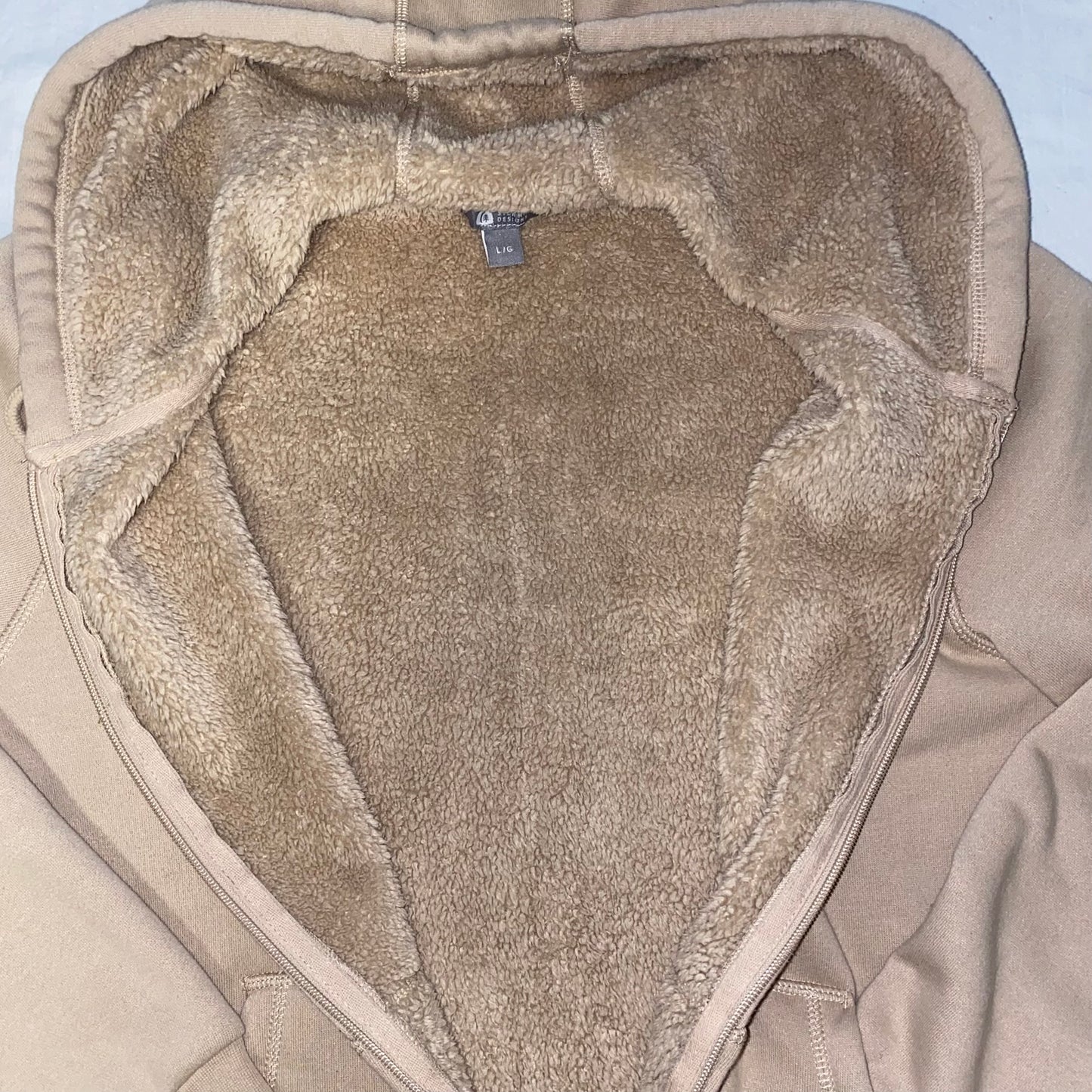 Sierra Designs Women's Fleece Lined Long Sleeve Hoodie Sweater Jacket Tan Size Large