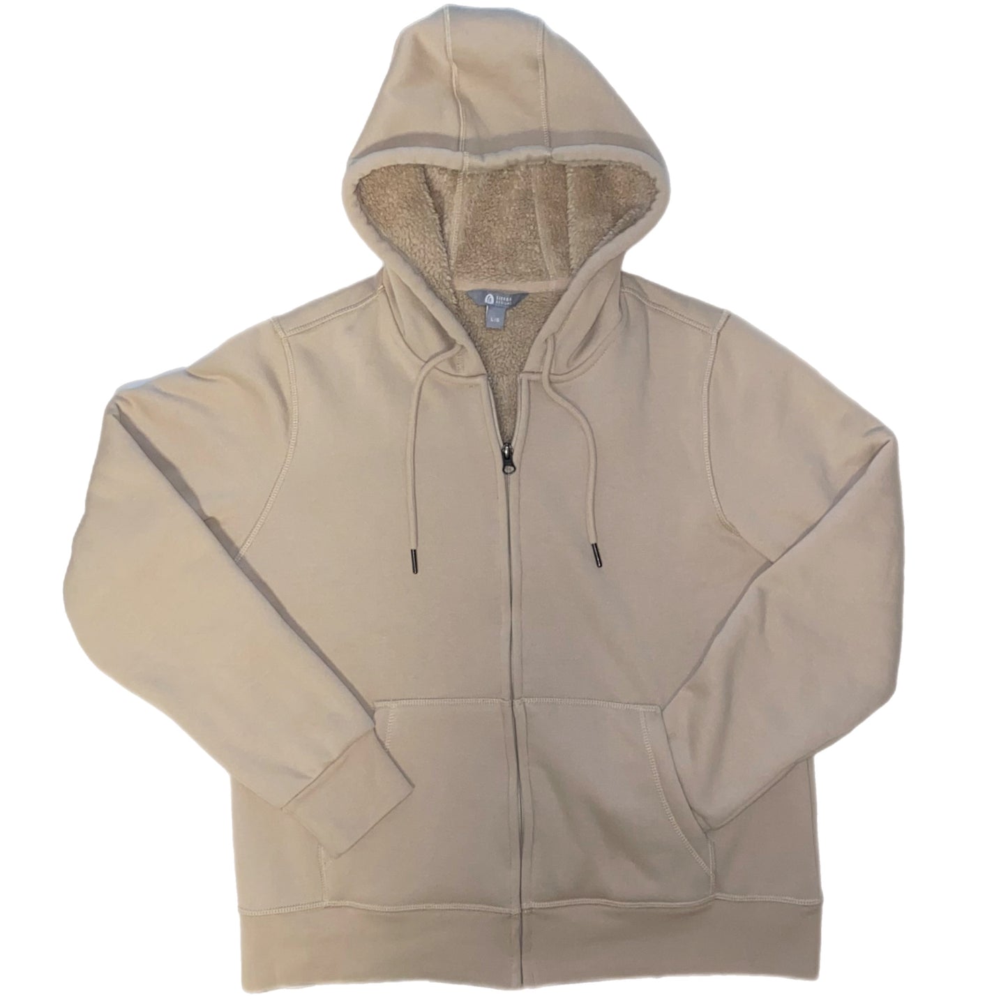 Sierra Designs Women's Fleece Lined Long Sleeve Hoodie Sweater Jacket Tan Size Large