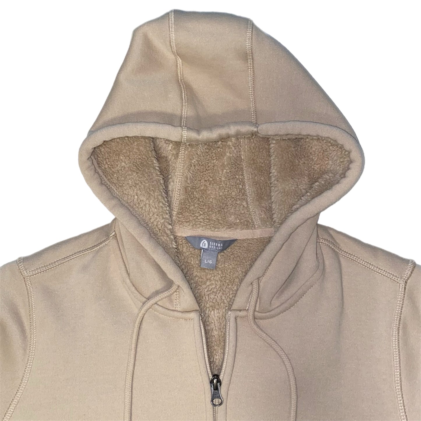 Sierra Designs Women's Fleece Lined Long Sleeve Hoodie Sweater Jacket Tan Size Large