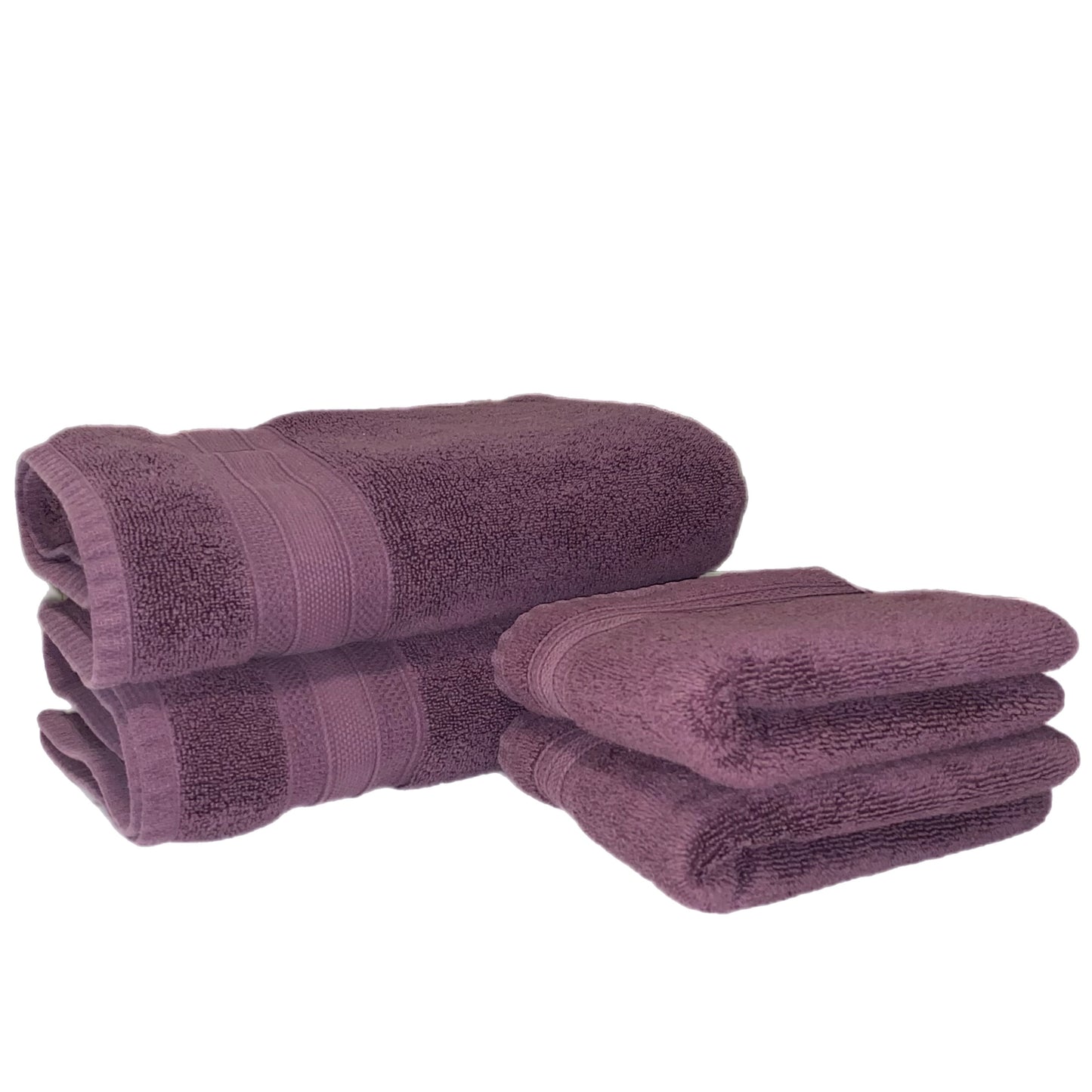 2 Piece Bath Towel & 2 Piece Hand Towel Set (4pc) Burgundy