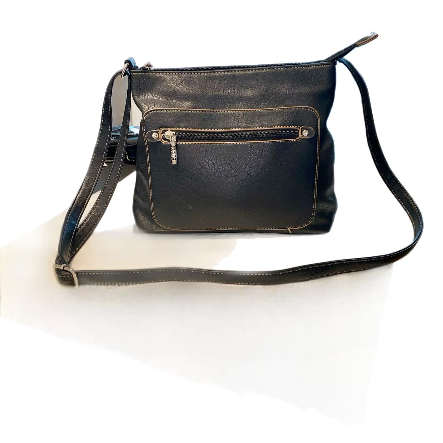 Roots Shoulder Bag Cross Body Bag Black With Tan Accents