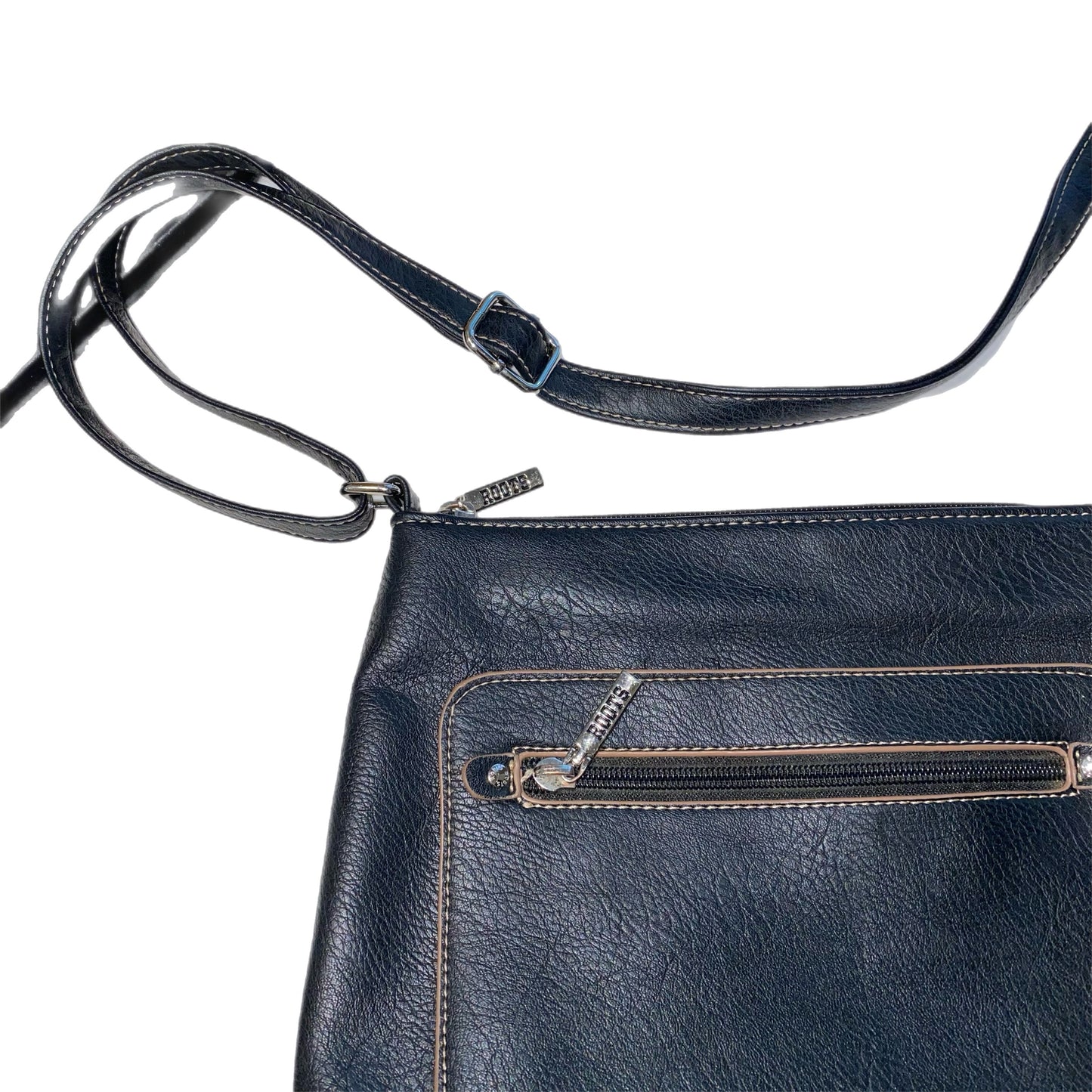 Roots Shoulder Bag Cross Body Bag Black With Tan Accents